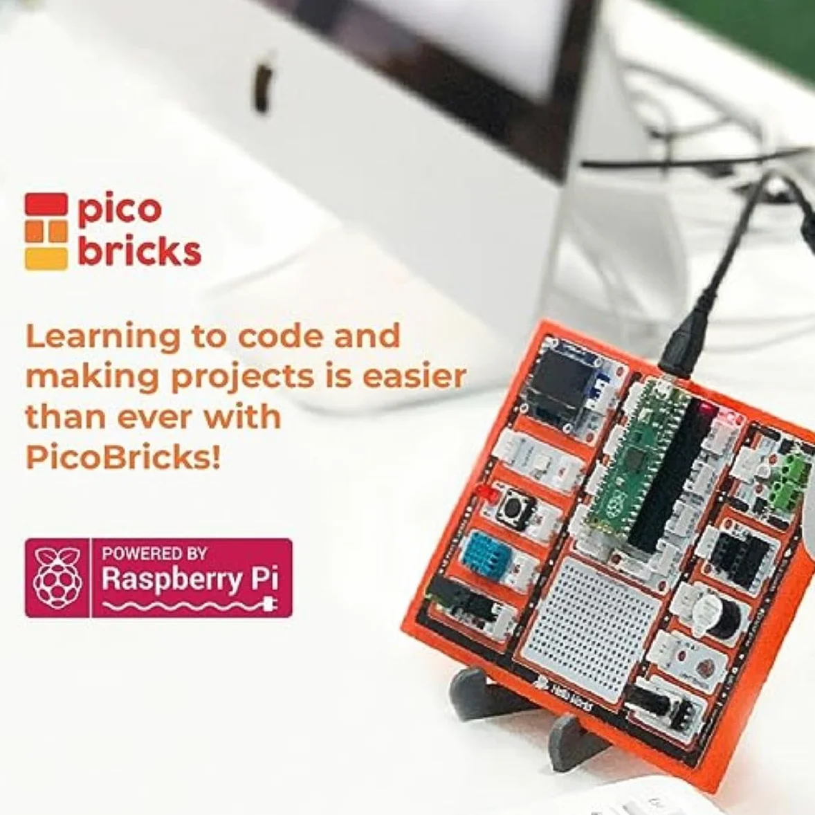 Picobricks - Starter kit Raspberry Pi Pico W con ampia guida all'apprendimento, kit Raspberry Pi, Raspberry Pi Starter Kit, set elettronico (non incluso Pico W)