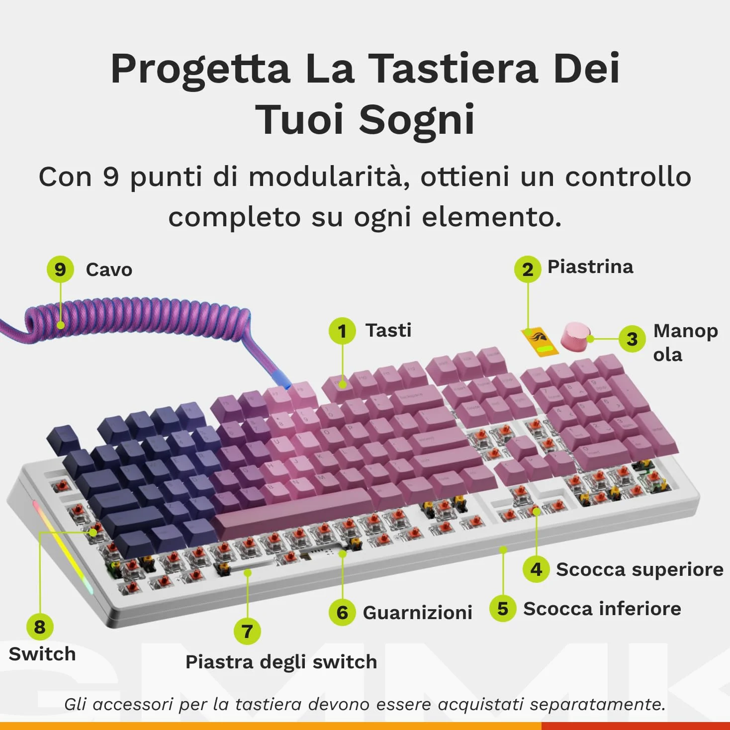 GLORIOUS Gaming GMMK 3 tastiera Rapid Trigger, Hall Effect, polling 8K, switch magnetici e meccanici MX, tastiera 100% hot swap, guarnizioni modulari, Doubleshot Keycaps PBT, QWERTY americano