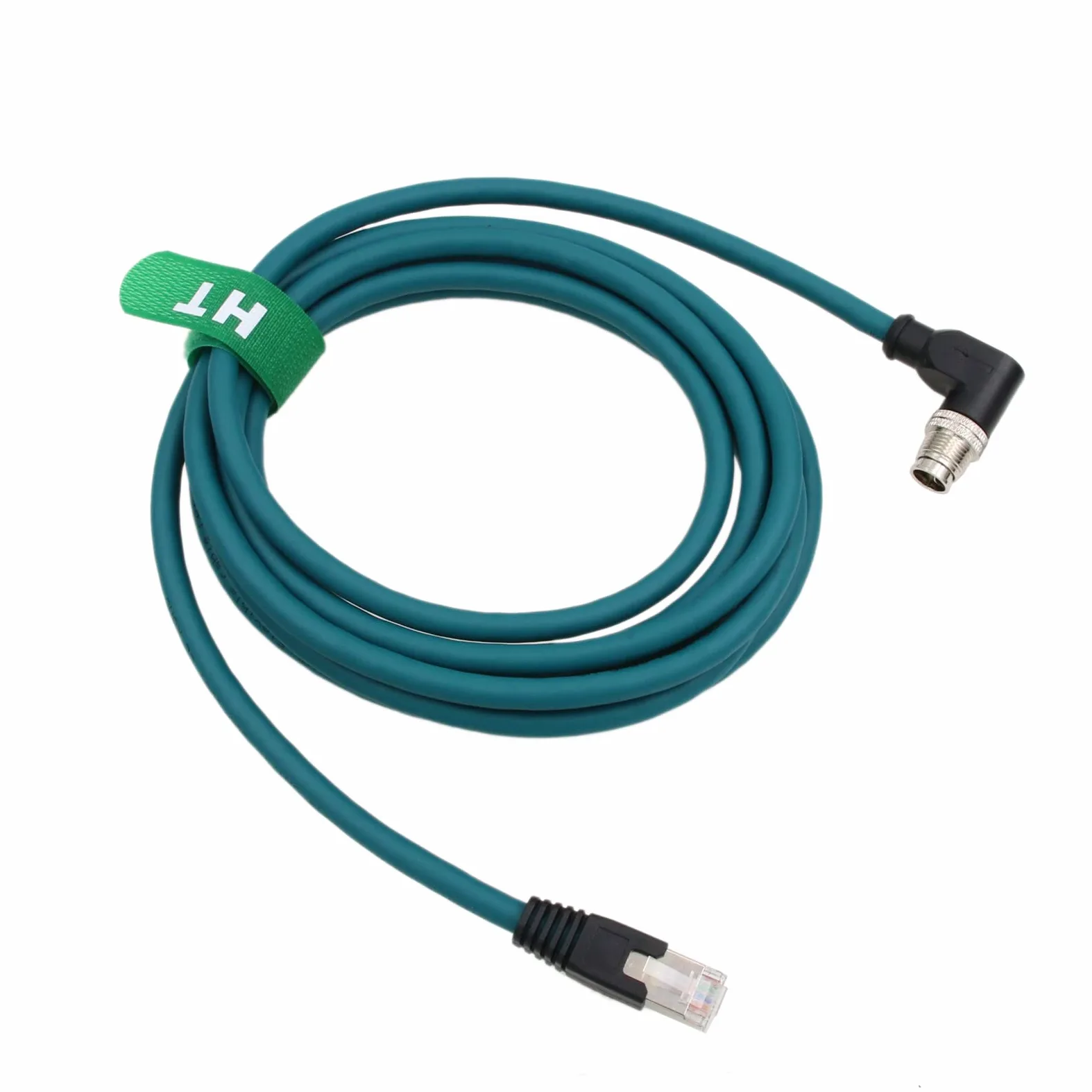 HangTon Cavo Ethernet ad angolo retto M12 a 8 pin con codice X maschio a RJ45 CAT7e per rete di sensori per telecamere industriali Cognex (10m)