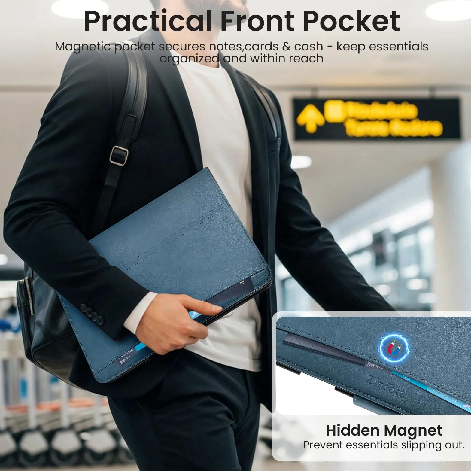 Custodia per iPad Air 11 Pollici M4/M3/M2 (2026/2025/2024), Cover iPad Air 5/4 Generazione 10,9" con Portapenna Tasca Cinghie,Supporto,Chiusura Magnetica,Auto Sveglia/Sonno,Azzurro Chiaro