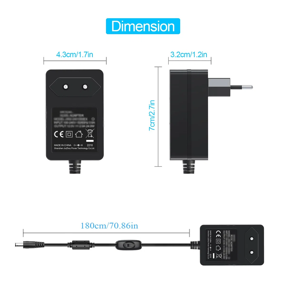 Cavo di alimentazione 12 V 2 A per TP-Link Deco Mesh WiFi System modelli S4, M3, M4, M5, M9, X20, X55, X60, X68, XE75, X90, X4300 Pro, P9
