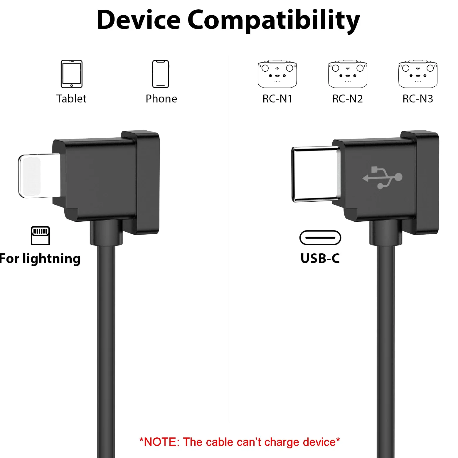 Cavo dati da Lightning a USB-C per controller DJI Drone RC-N1/N2/N3, Link per iPhone 14 13 12 11 Pro Max iPad, per DJI Mavic serie 3, Neo, Mini 4 3 Pro 2 SE, Air 3S 3 Drone, 0,3 m