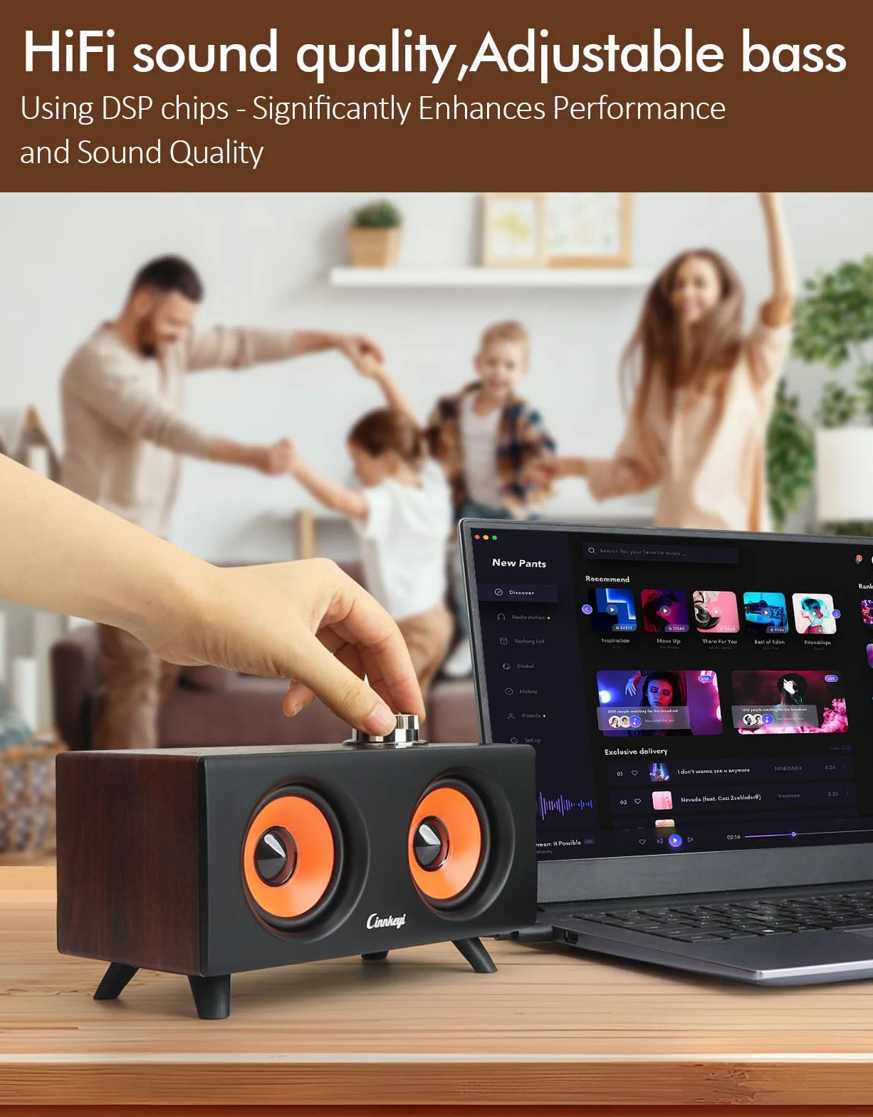 2.1 Altoparlante per computer con subwoofer, altoparlante stereo doppio, Bluetooth/USB Dual Mode, controllo volume, sistema audio desktop per computer portatile/PC