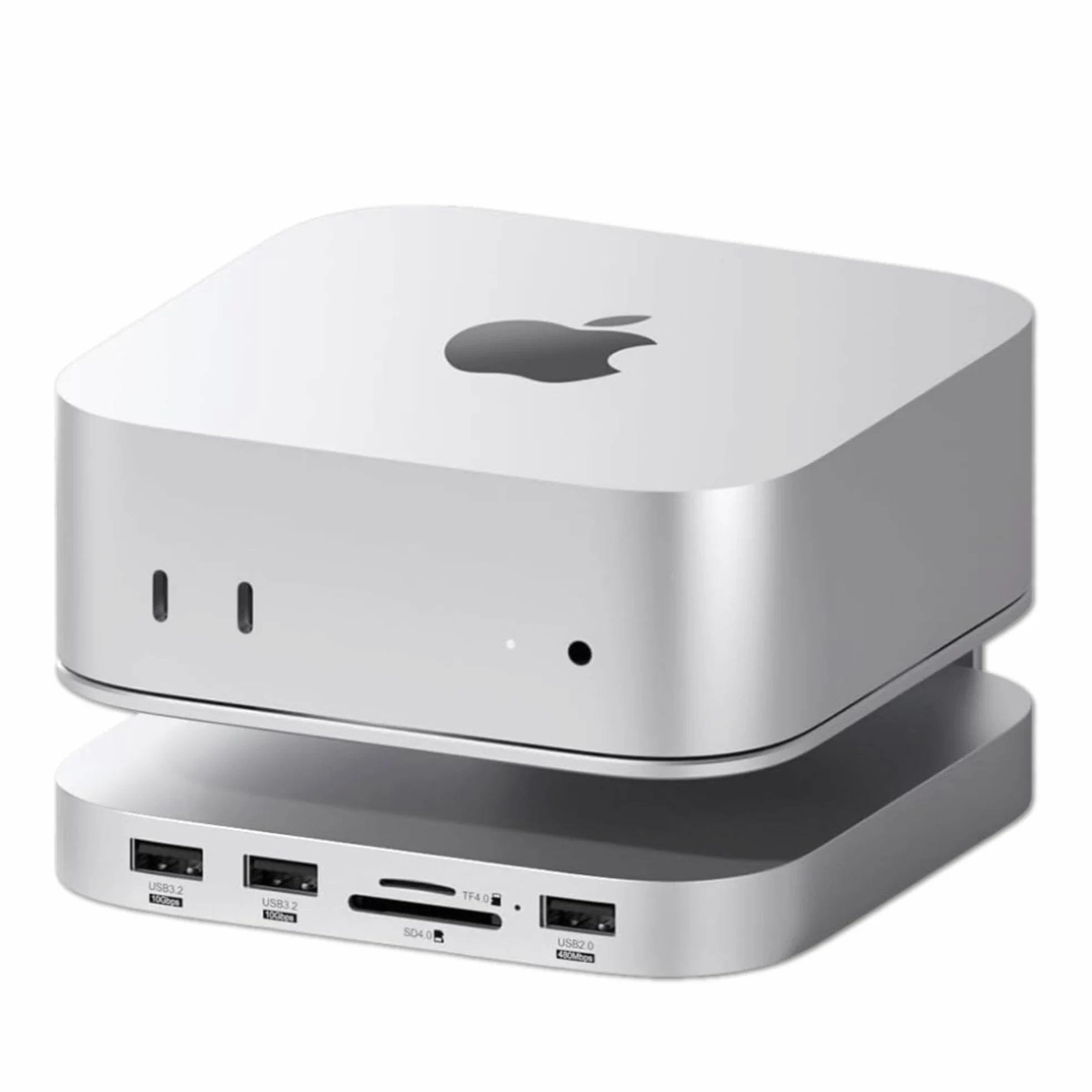 Hagibis Hub e Supporto per Mac mini M4 con alloggiamento SSD, docking station USB-C 3 in 1 con case SSD M.2 NVMe, USB 3.2 Gen2 10 Gbps, SD 4.0, TF 4.0, alimentazione 5V/2A per M4 Pro (MC60)
