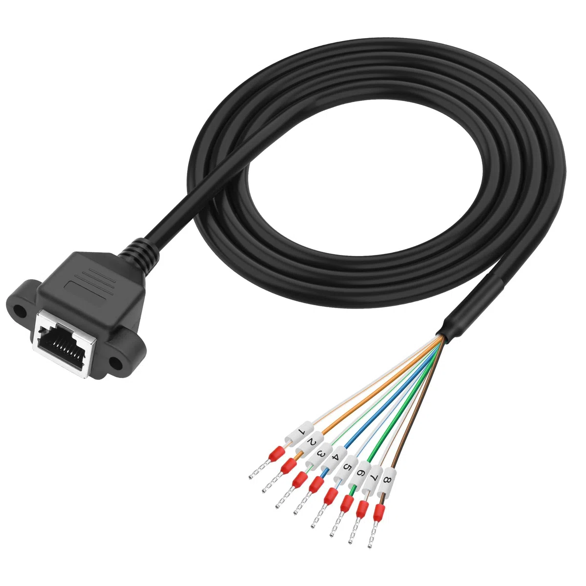 XMSJSIY Cavo di estensione Ethernet da RJ45 a 8 pin RS232/485 Serial Bare Wire End RJ45 a 8P8C con morsettiera contrassegnata – 1M/3.2FT (femmina)