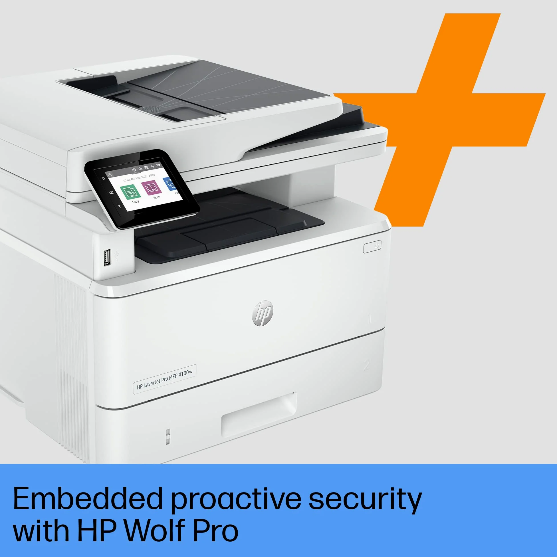 HP LaserJet Pro MFP 4102dwe 2Z622E, Stampante Multifunzione A4, Stampa Fronte e Retro Automatico in b/n, 42 ppm, USB Host, Wi-Fi, Ethernet, ADF, Smart, Bianca
