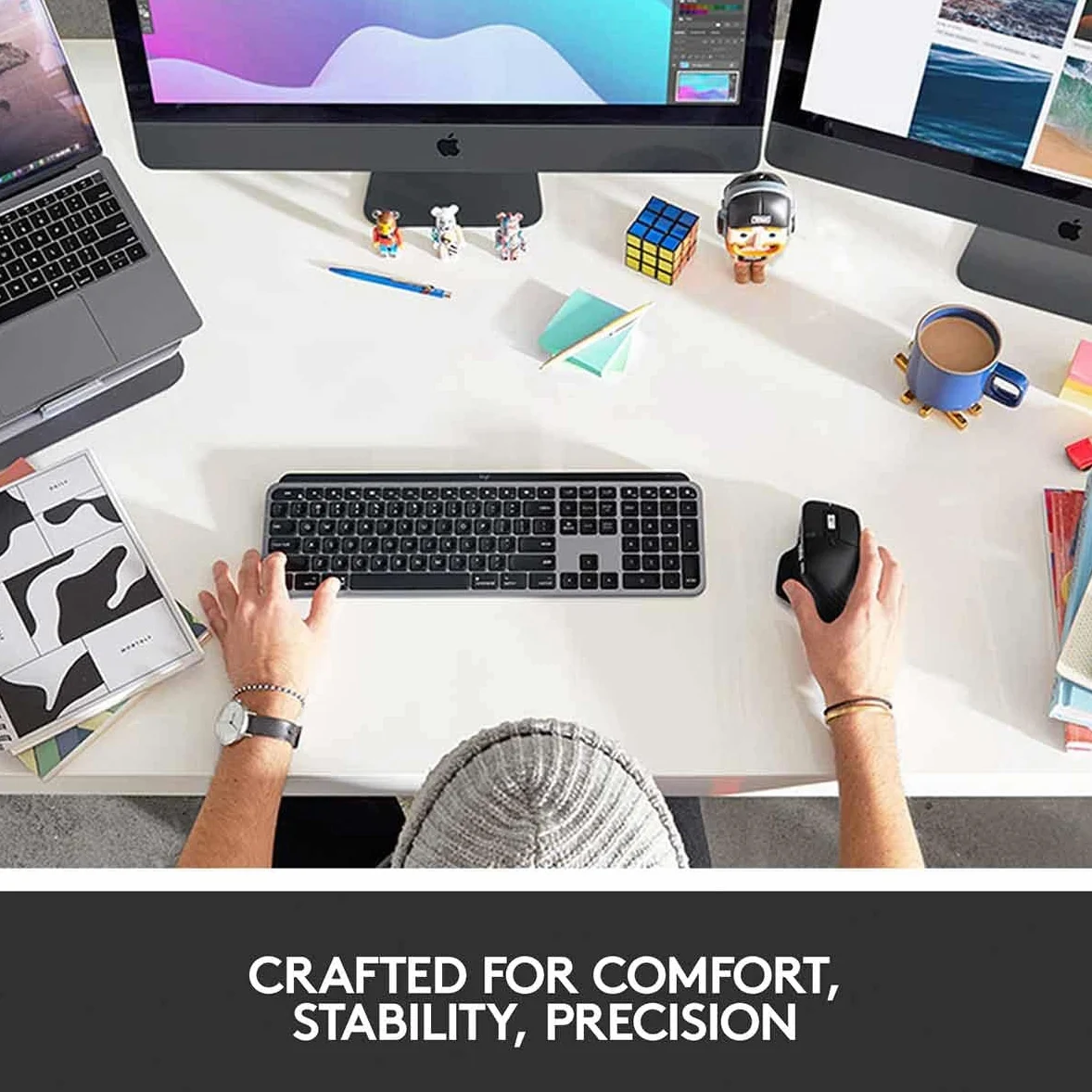 Logitech MX Keys for Mac - Tastiera wireless avanzata illuminata, Layout Inglese QWERTY - Grigio