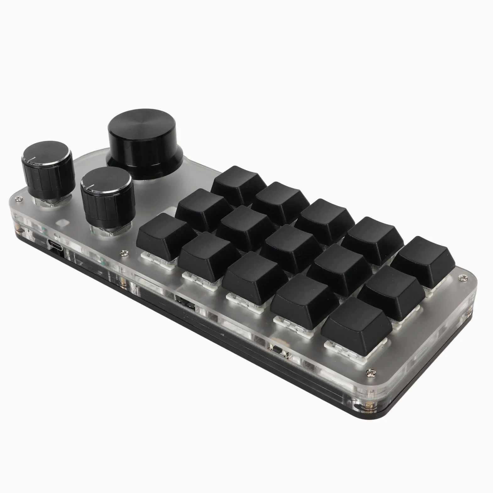Alomejor Mini Tastiera USB Meccanica Wireless a 15 Tasti con Manopole per Musica da Gioco e Ufficio in Acrilico Bianco