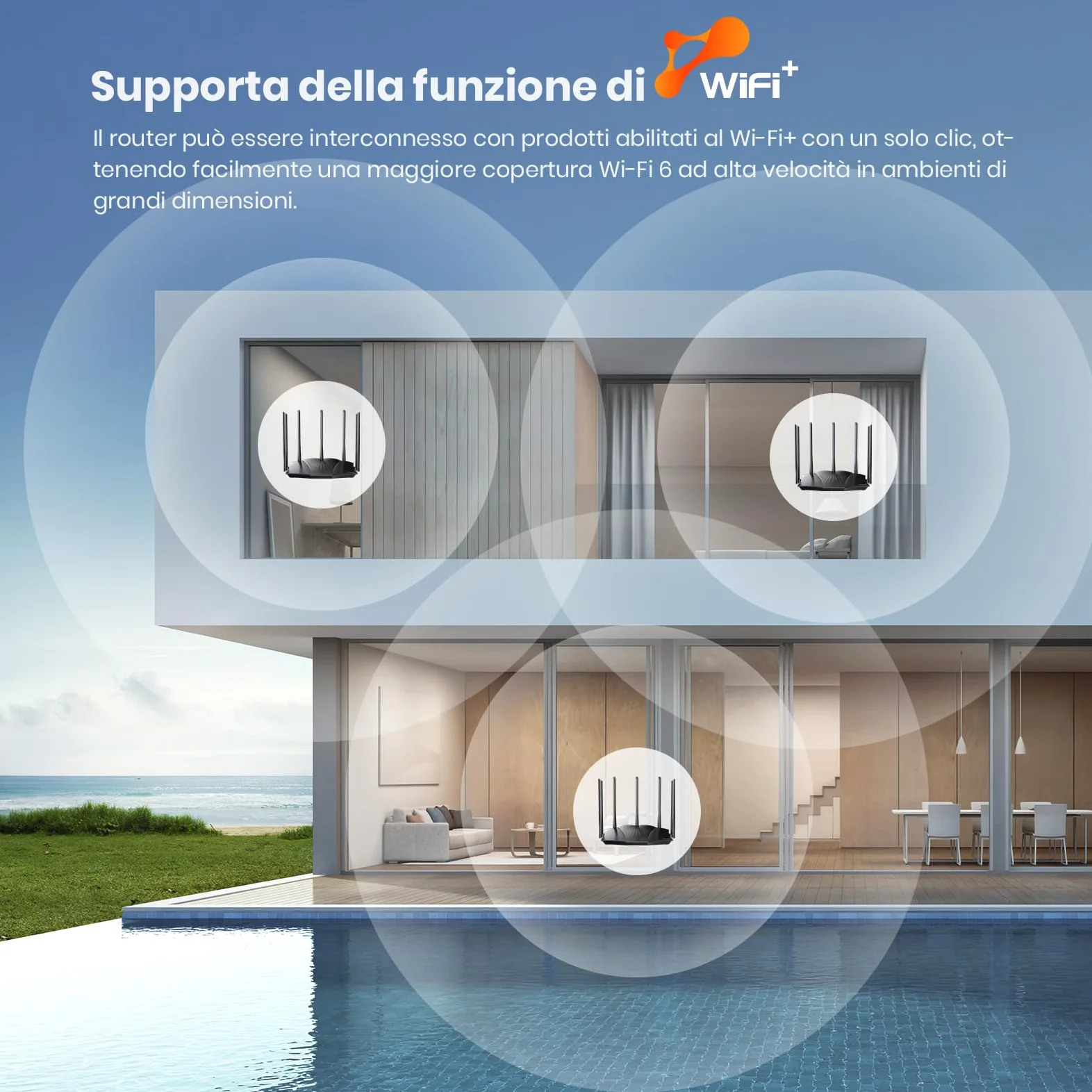 Tenda RX12 Pro Router WiFi 6 AX3000 Dual Band Gigabit, 2404Mbps/5GHz + 574 Mbps/2.4GHz, 4 Porte Gigabit, Larghezza di banda 160MHz, WiFi+ Mesh, OFDMA/VPN/WPA3/IPV6/TWT