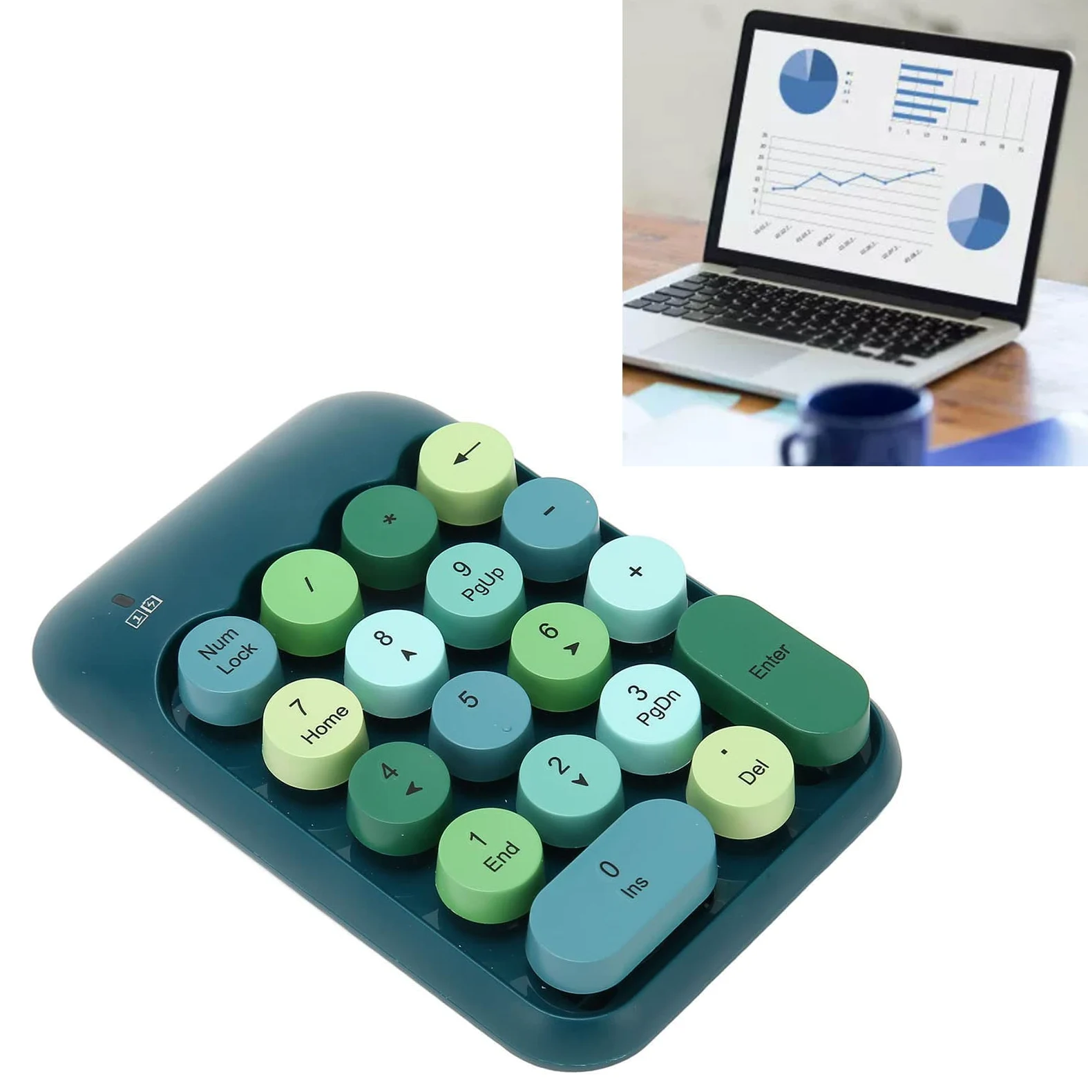 Tastierino Numerico USB, Tastierino Numerico Meccanico per Laptop, Tastierino Numerico per Macchina da Scrivere a Colori retrò a 18 Tasti per XP, per (Colore verde scuro)