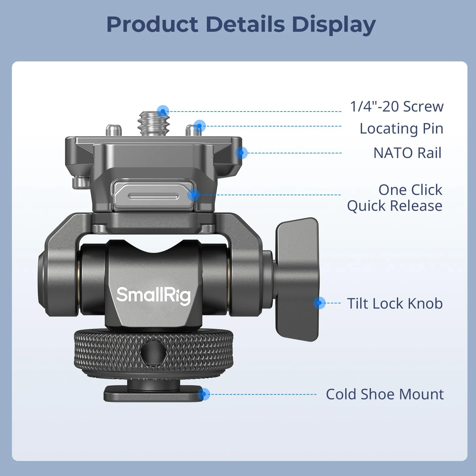 SMALLRIG HawkLock H21 Supporto per Monitor a Sgancio Rapido con Attacco Cold Shoe, Supporto per Monitor Girevole e Inclinabile Regolabile, Design Anti-torsione Doppio, per Monitor Ninja V/V+ – 4888
