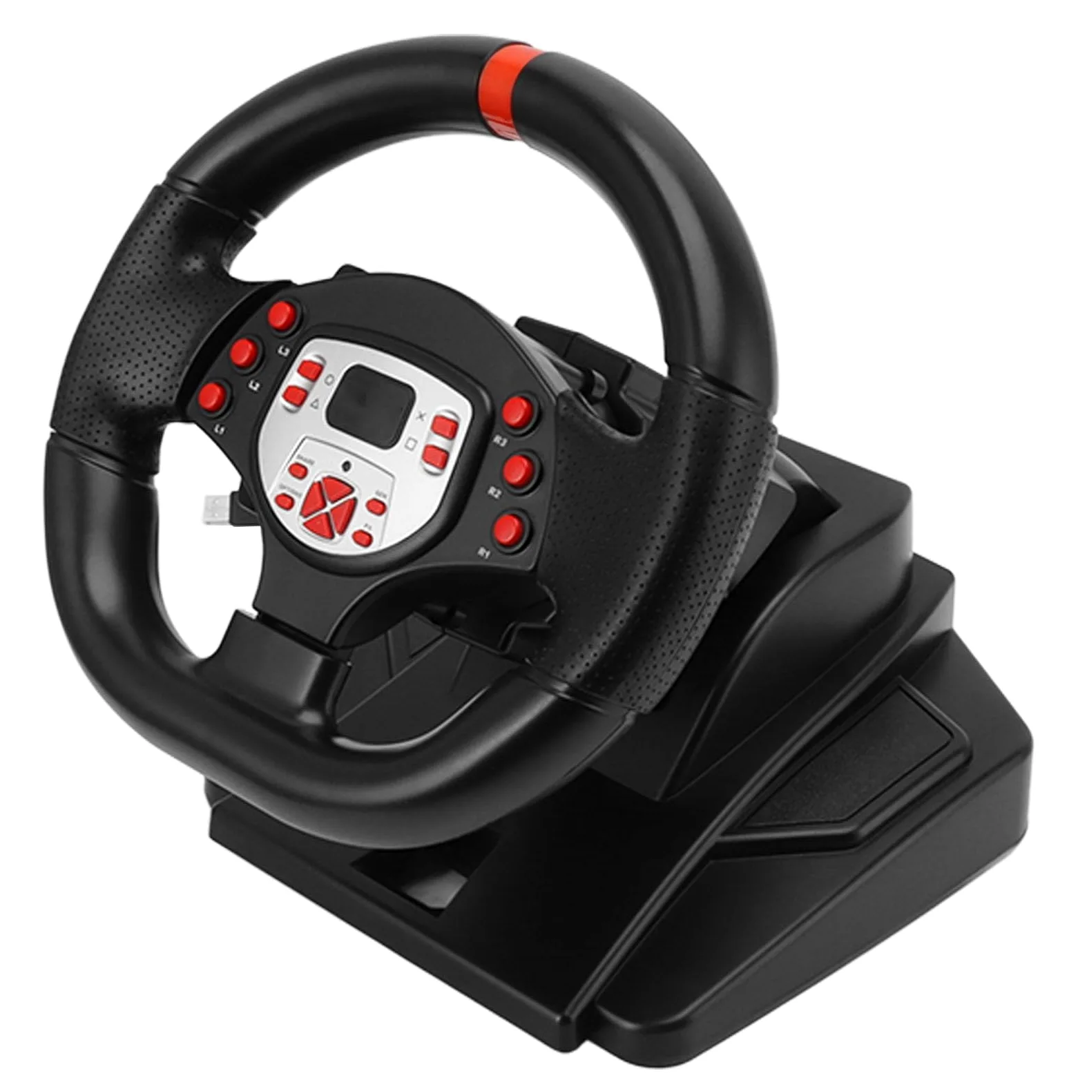 Volante da Corsa, Volante con Vibrazione da Gioco Volante per PC con Pedale Al Volante da 180 Gradi Simulatore di Corse di Volante da Corsa 5 in 1 per PC