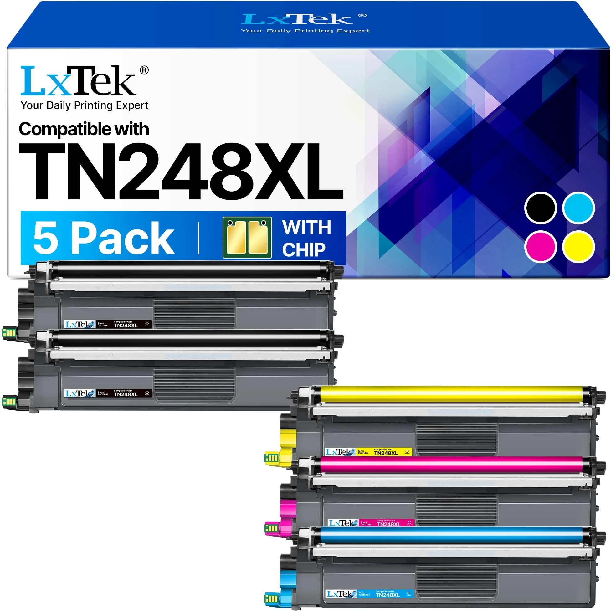 LxTek Compatibili Toner per Brother TN248XL per Brother MFC-L3740CDW 5-Pack | Compatibile per toner tn248, toner brother mfc l3740cdw, dcp-l3560cdw, mfc l3740cdwe, l3760cdw, dcp-l3520cdw, hl-l3240cdw
