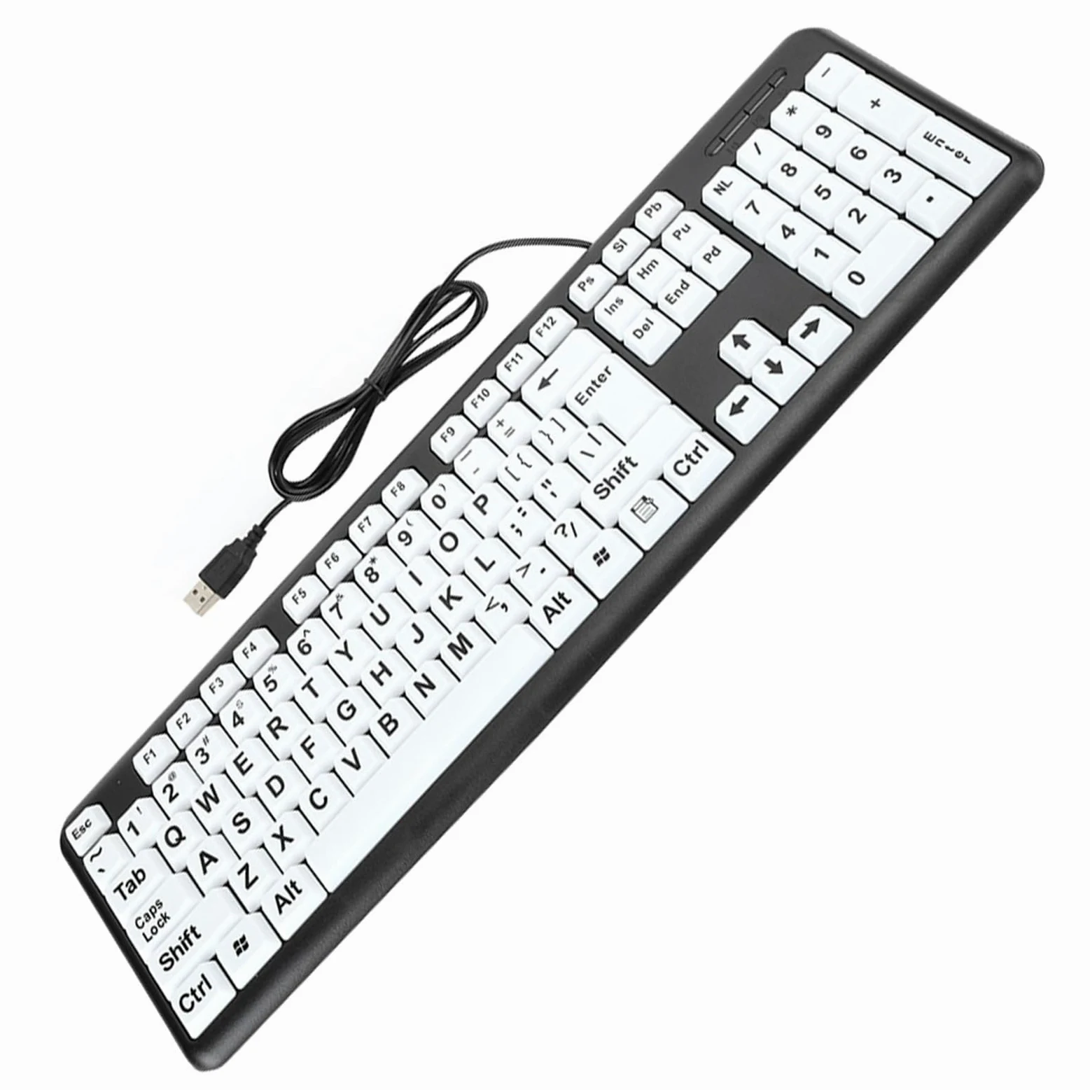 Ejoyous Tastiera con Stampa di Grandi Dimensioni, Tastiera USB Cablata con 104 Tasti, con Lettere Grandi in ABS, Cavo Plug and Play da 1,35 M per Utenti Anziani, Uso del Computer in Ufficio a Casa