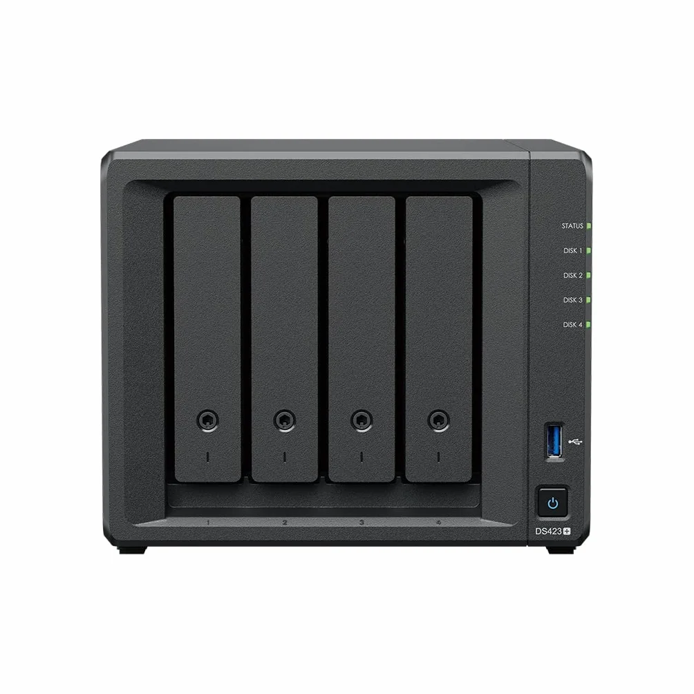 Synology DS423+ - NAS a 4 bay (Intel Celeron J4125 4 core 2 GB Ram 2 porte LAN RJ-45 1GbE) da 16 TB con 4 dischi WD RED Plus HDD (WD40EFZX - 68AWUN0)