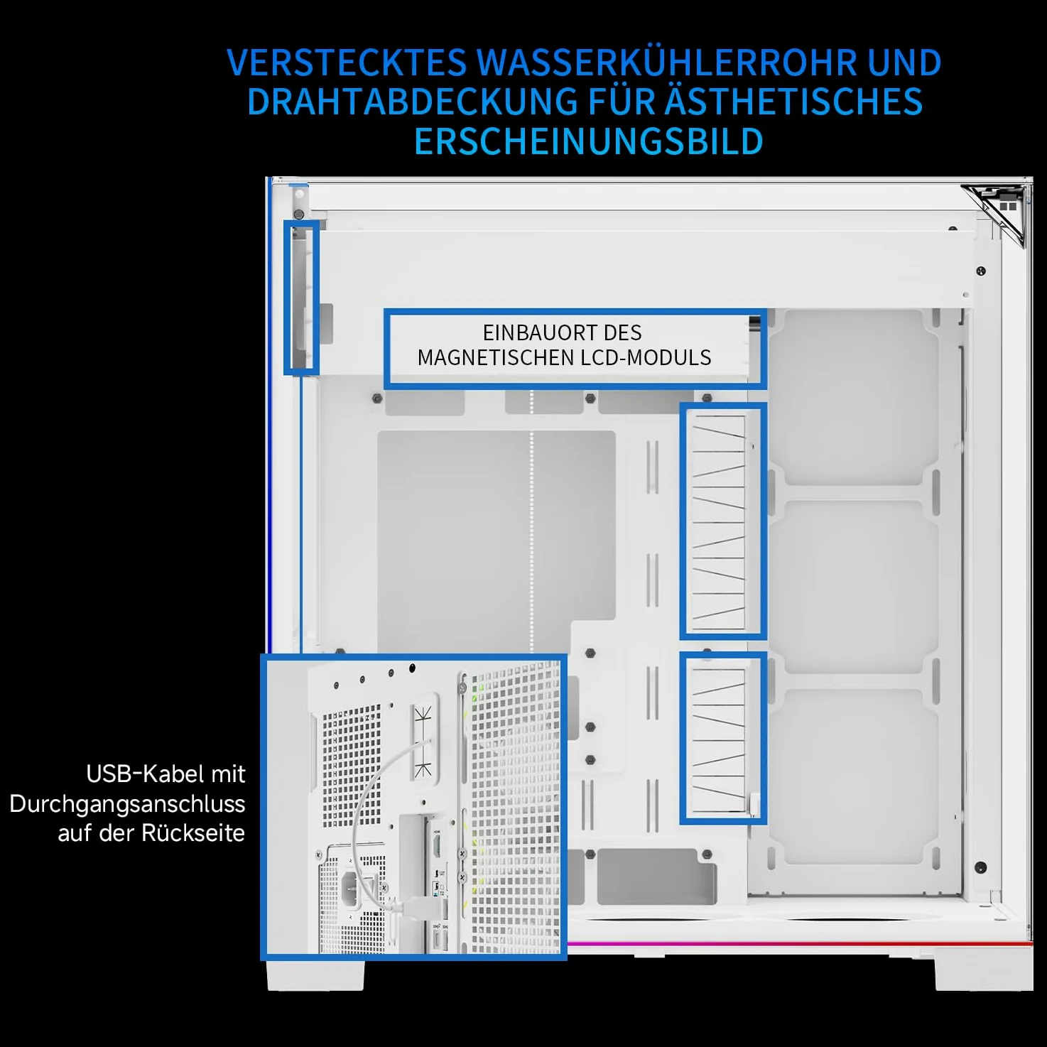 TR Alloggiamento per computer A70 ARGB bianco, illuminazione ARGB da 5 V, eccellente dissipazione del calore grazie alla ventilazione a rete, più alloggiamenti per dischi rigidi, adatto per lavori fai
