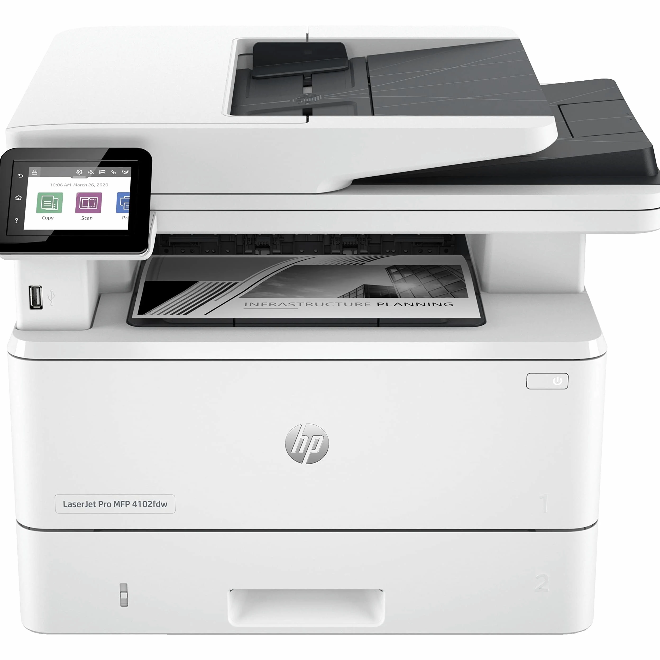 HP - LaserJet Pro 4102dw Wireless Multifunction Bianco e nero Stampante, Fotocopiatrice, Scanner Duplex
