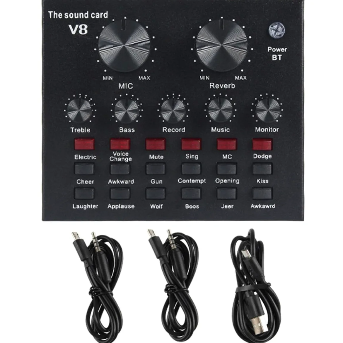 Housoutil Scheda Audio Esterna Professionale Mixer Audio e Effetti, Microfono Condensatore Nero in Metallo Volume Regolabile per Live Streaming e Canto