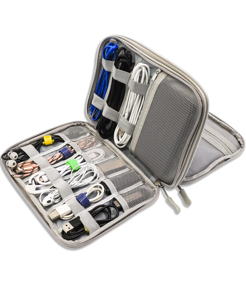Teskyer Borsa Organizer Cavi, Impermeabile, Borsa Porta Accessori da Viaggio, Borsa Accessori Elettronici, Grigio