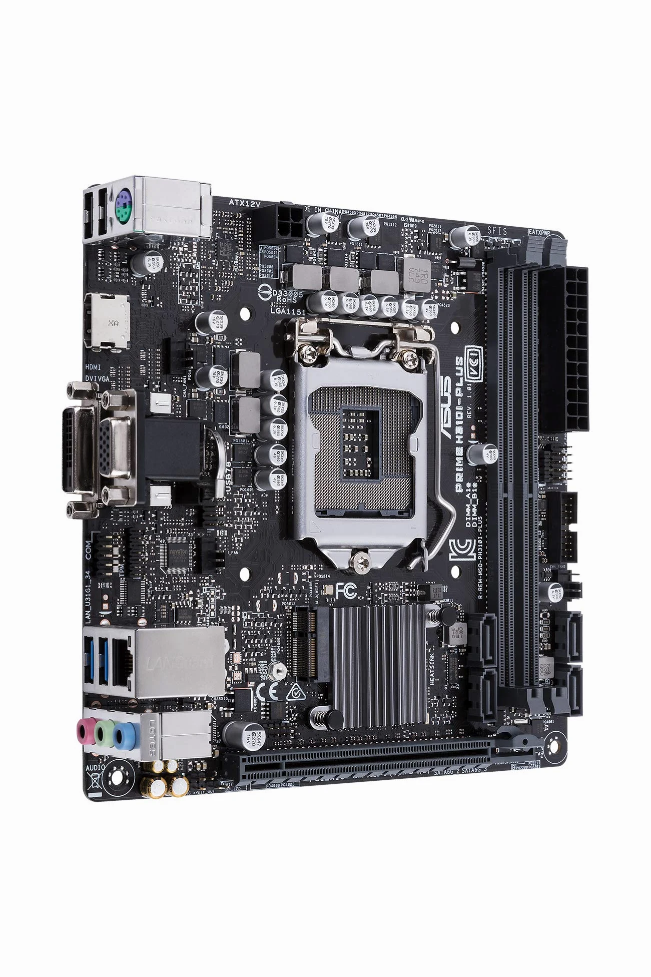 Asus PRIME H310I-PLUS/CSM Scheda Madre Mini-ITX, Intel LGA-1151 con DDR4 a 2666 MHz, Chiave M.2 e Supporto M.2 E, HDMI, SATA 6 Gbps e USB 3.1 Gen1, Nero