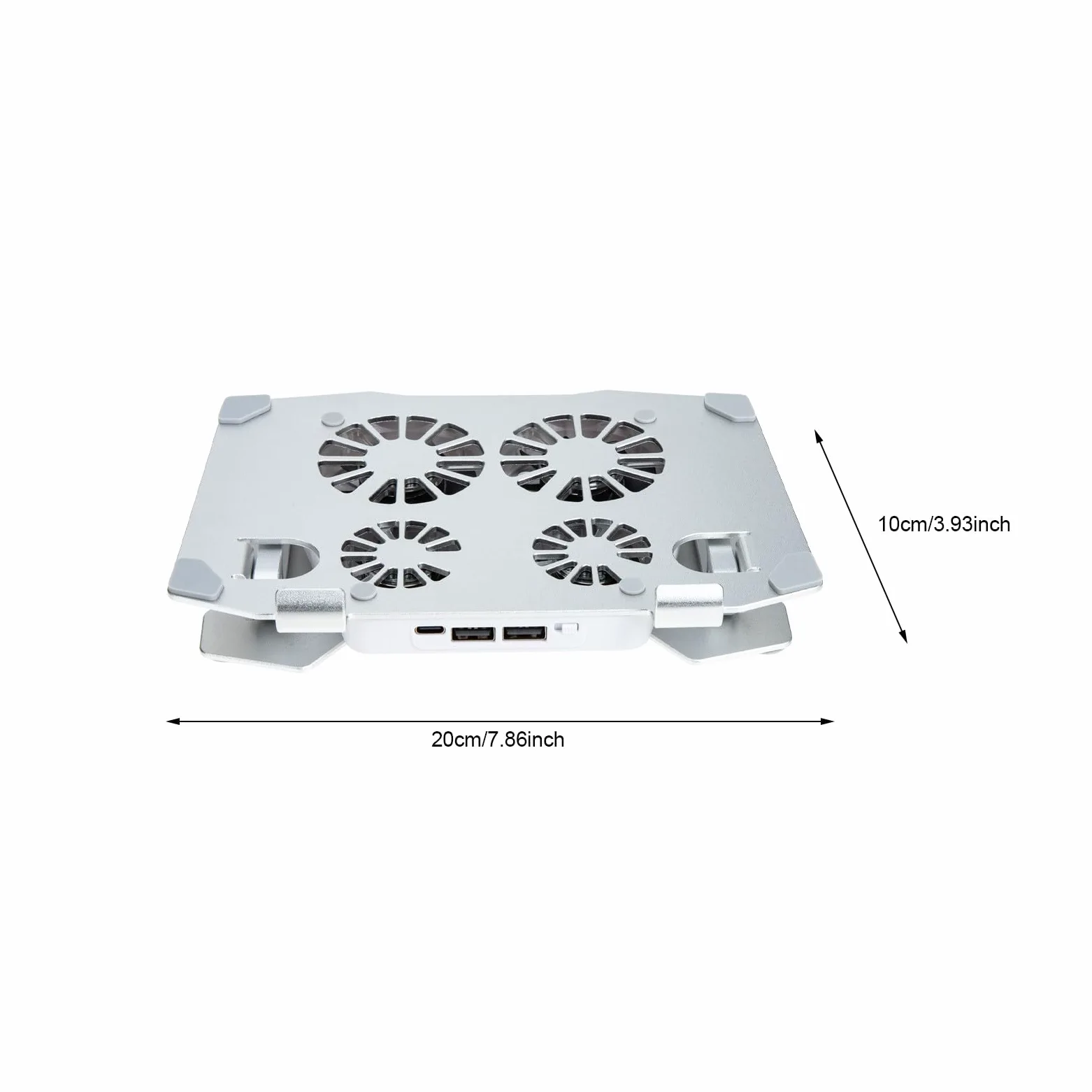 SHINEOFI Supporto per Laptop Regolabile in Altezza e Angolo 4 Ventole di Raffreddamento Silenziose, Struttura in Metallo Argento per Ufficio e Casa