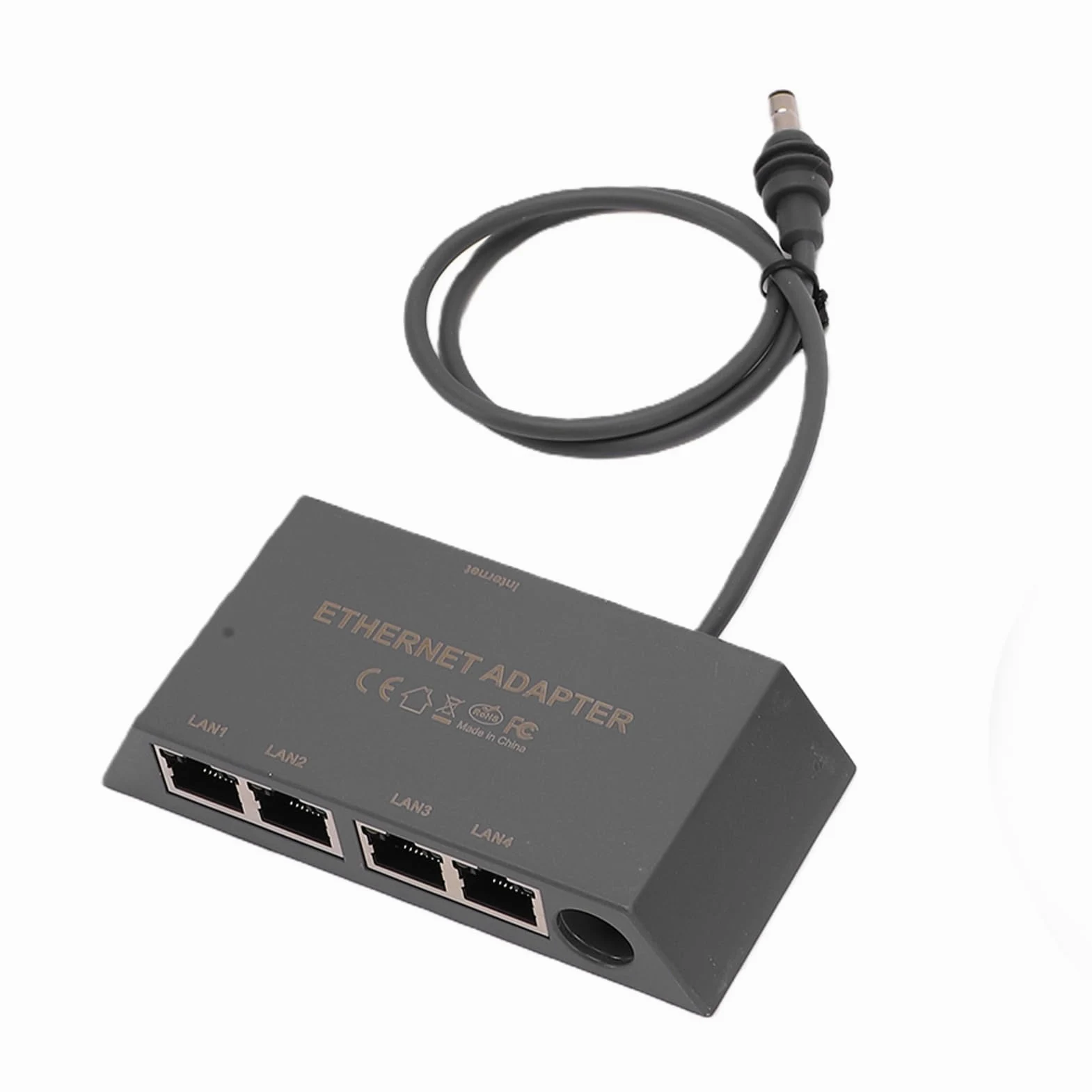 Adattatore Ethernet 4 Porte, Plug and Play Gigabit per Desktop | Materiale ABS, Compatto per Piccoli Uffici, Uso Marino, Configurazione del Driver Necessaria, Connessione Cablata Stabile
