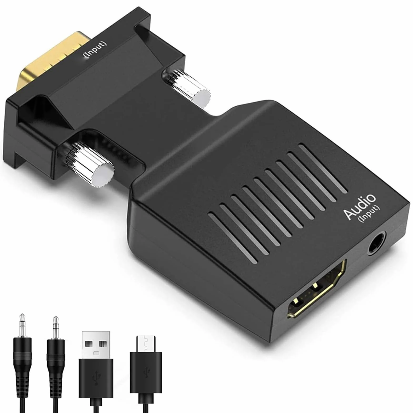 Topiky Adattatore Adattatore VGA a HDMI, Convertitore Adattatore Interfaccia Multimediale VGA a HD con Porta Audio da 3,5 Mm, Convertitore VGA Maschio a HDMI Attivo 1080P Supporta la