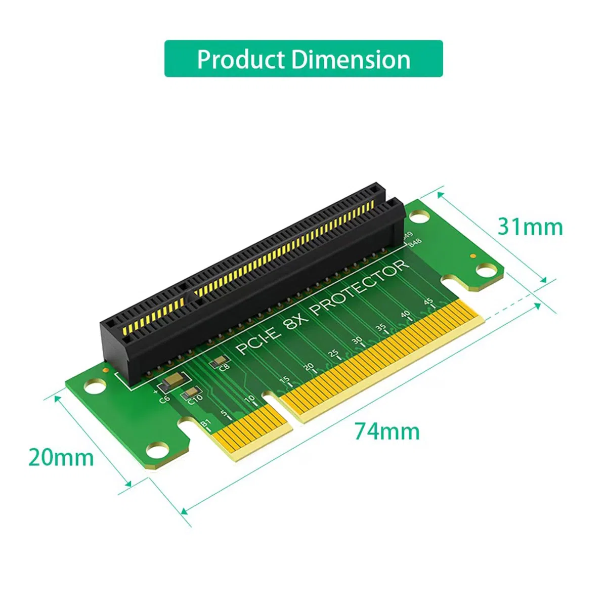 WLGQ PCIE X8 Protector Riser Card, PCI-E PCI Express 90 gradi maschio a femmina adattatore, confezione da 2