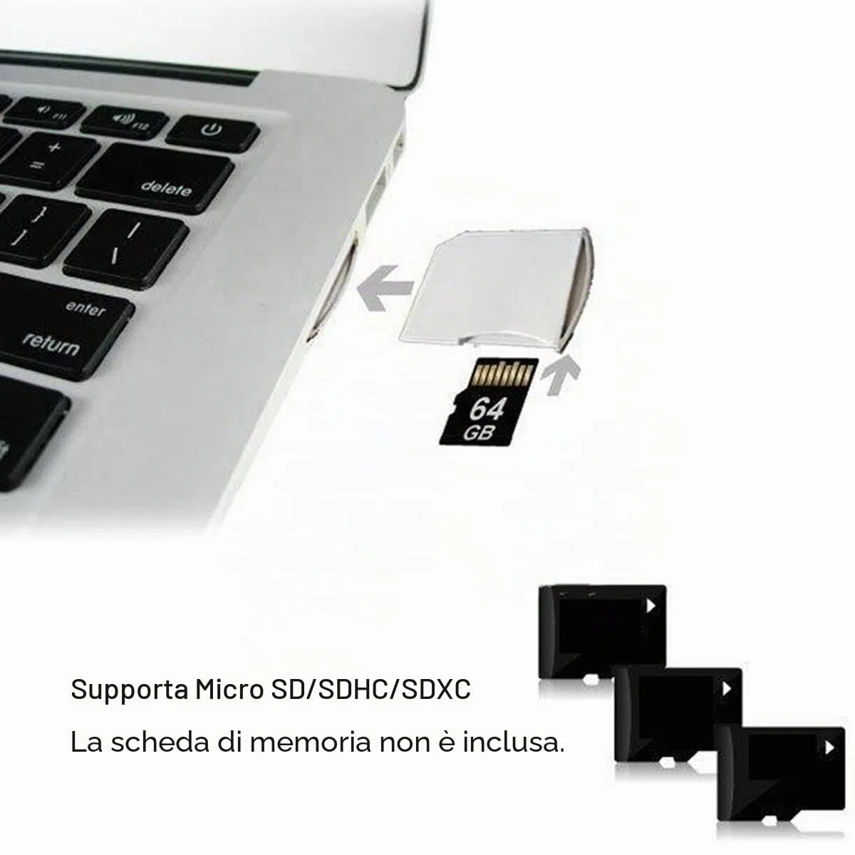 cablecc Micro SD TF a SD Card Kit Mini Adattatore per Extra Storage Air/Pro/Retina Bianco