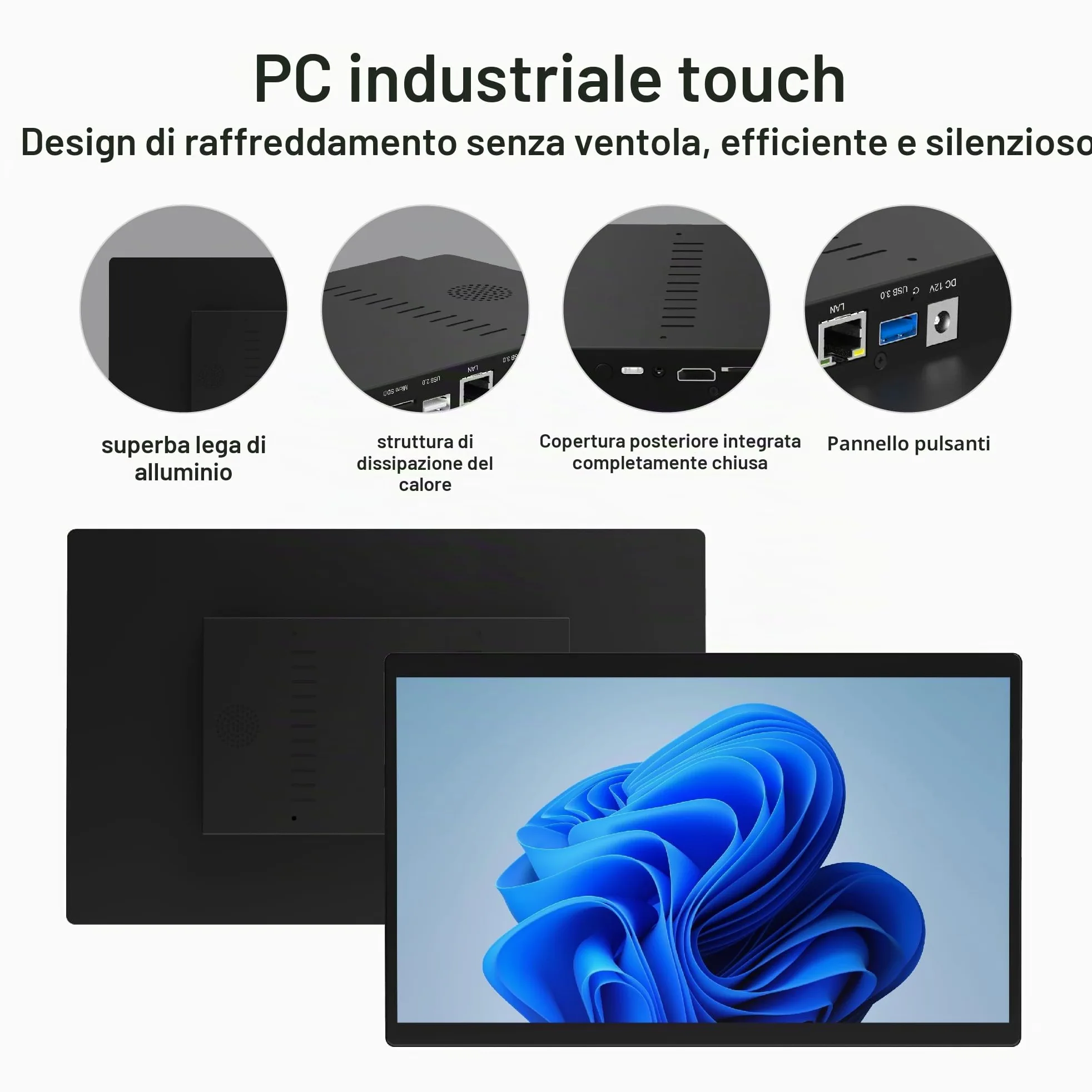 Industrie Panel PC-HEIGAOLAPC Industriale Touchscreen Pannello PC 15.6” RK3399 4GB RAM 64GB ROM, Android 12 Fanless Touchscreen Monitor All in One 1920*1080 IPS, USB3,0, USB2,0, HDMI2,0, Type-C, RJ45