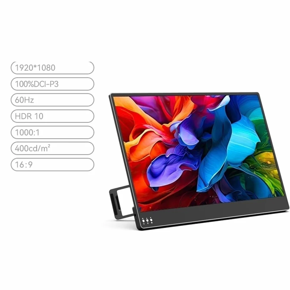 Monitor portatile da 13,3 pollici Full HD (1080p) 1920 x 1080, connettività USB-C Secondo schermo for il lavoro Monitor per Smart Working