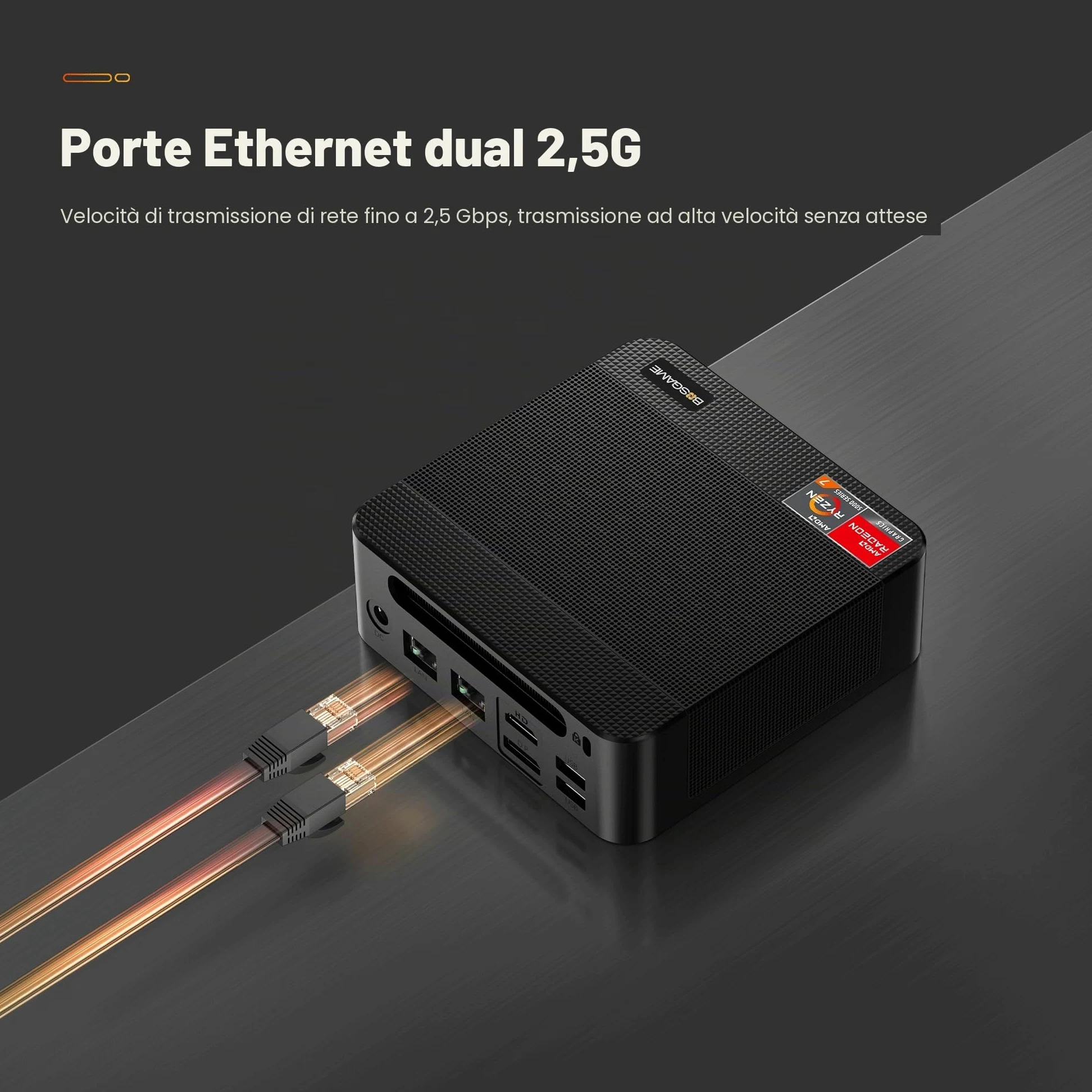 BOSGAME P4 Plus Dual 2.5G LAN Mini PC da gioco, processore Ryzen 7 5825U (fino a 4,5 GHz), Windows 11 Pro Mini Computer da 16 GB DDR4 RAM, SSD da 512 GB PCIe 3.0, Mini PC da gioco