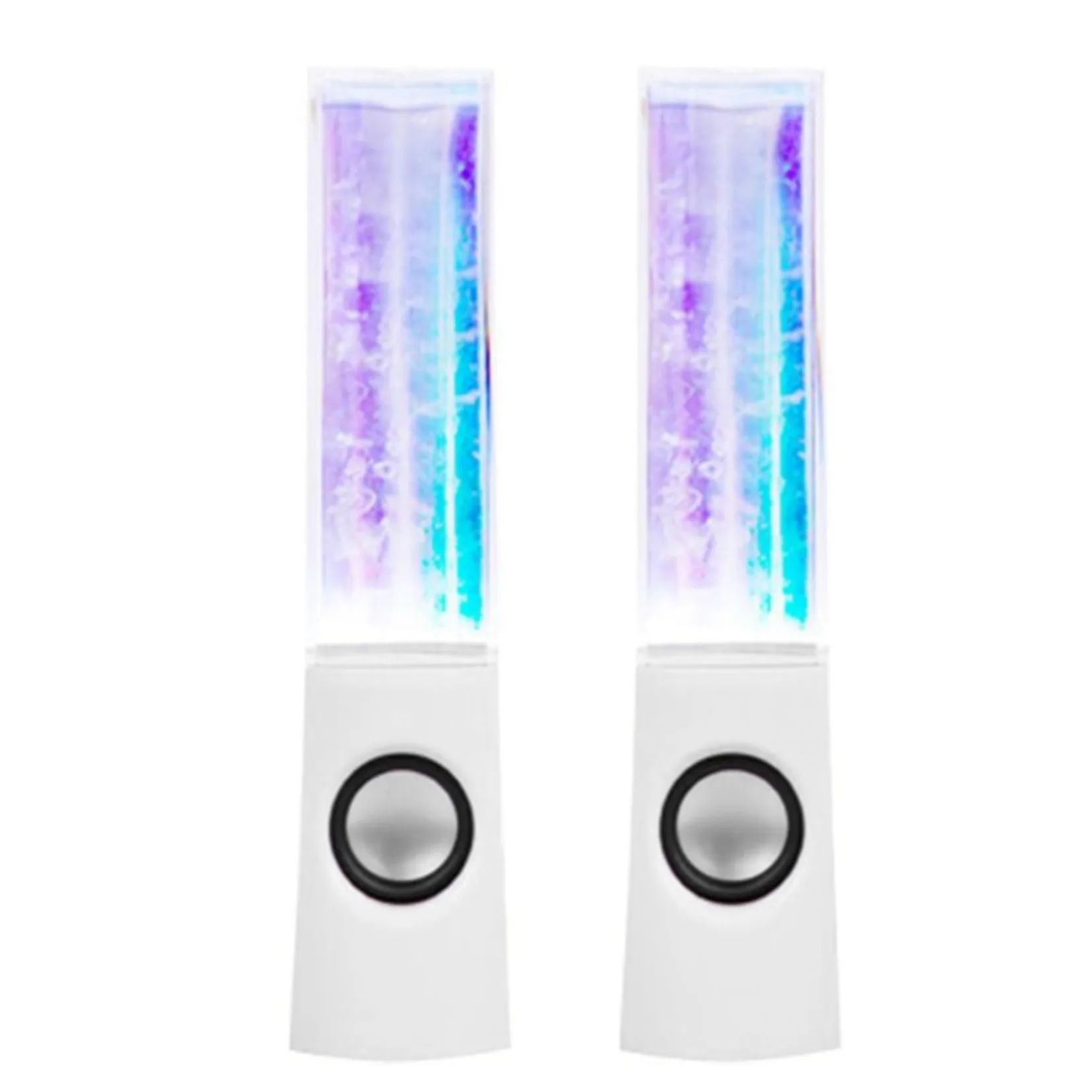 4PZ Altoparlanti Luminosi Un LED Dancing Water Music Fountain Light per PC Laptop per Telefono Altoparlante Stereo da Scrivania Portatile Bianca