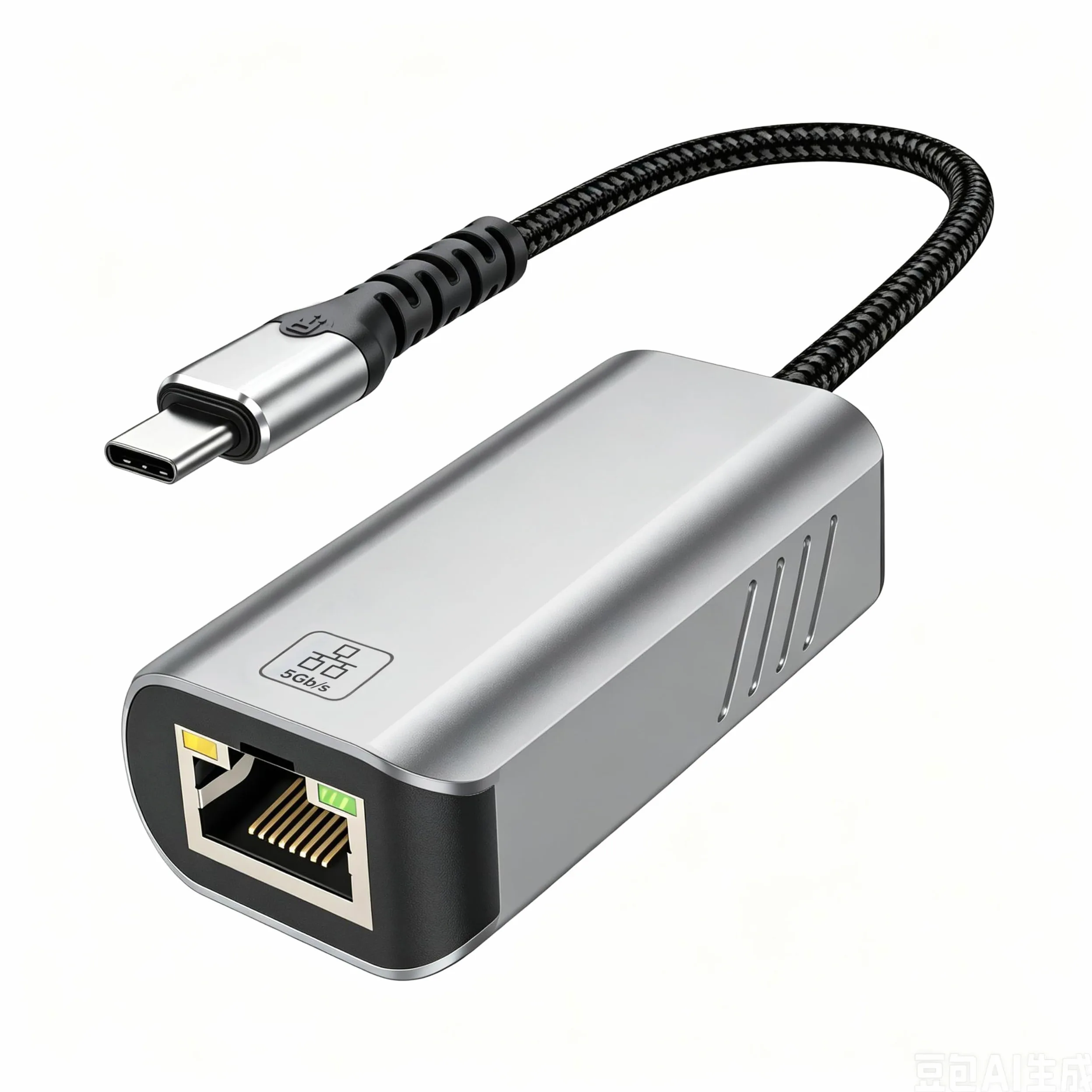 Adattatore da USB C a Ethernet da 5 GB, velocità di rete 5 Gigabit, in alluminio con design termico, tipo C, adattatore da USB C a Ethernet, compatibile con USB4, Plug & Play per MacBook