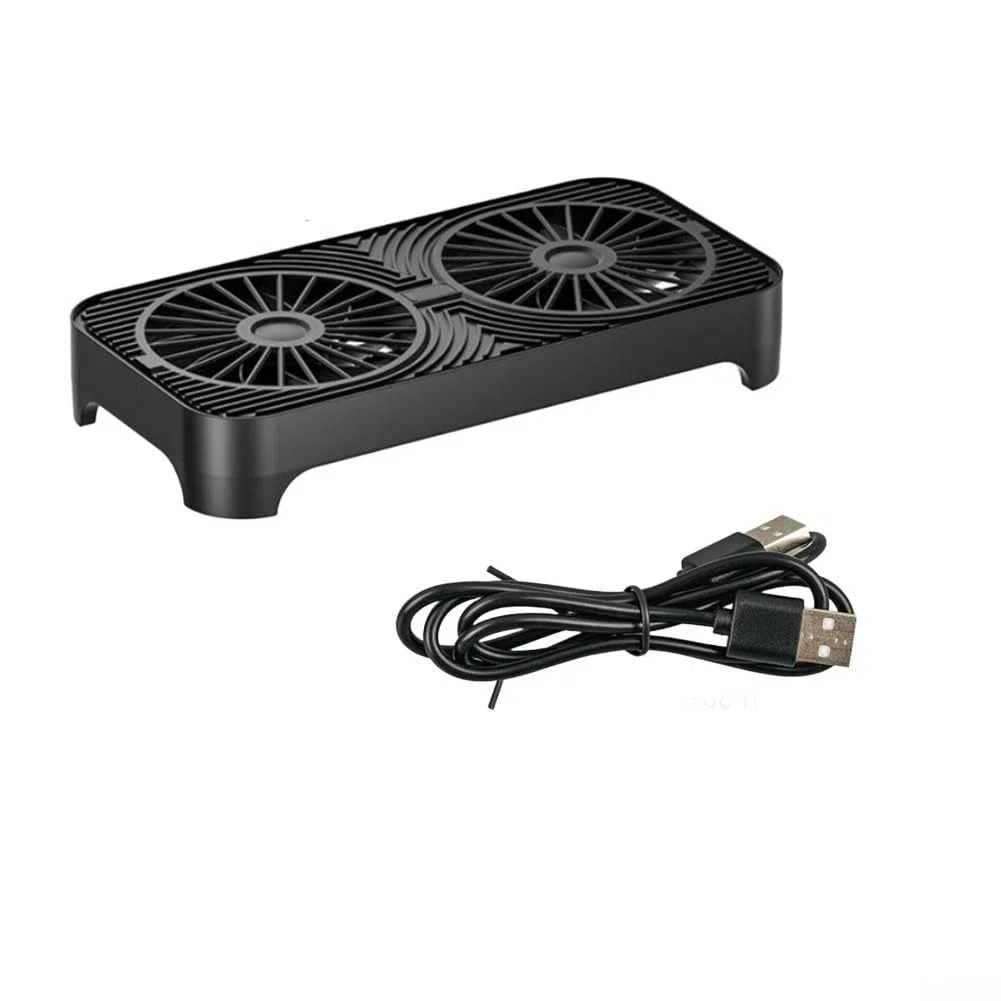 Base di raffreddamento a doppia ventola, ventole silenziose da 140 mm per router, modem e mini PC, supporto di raffreddamento ammortizzante, nero