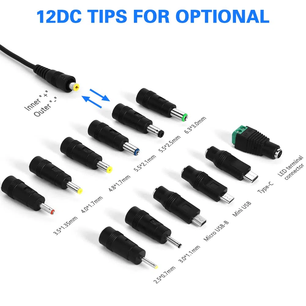 AXFEE 41W Adattatore di Alimentatore Universale, on 12 Spine CC per 6V-24V Altoparlanti, Macchine Fotografiche, Lampade, Tablet Altoparlanti, TV, Telefono e Elettronica Domestica eccetera.-2000mA Max