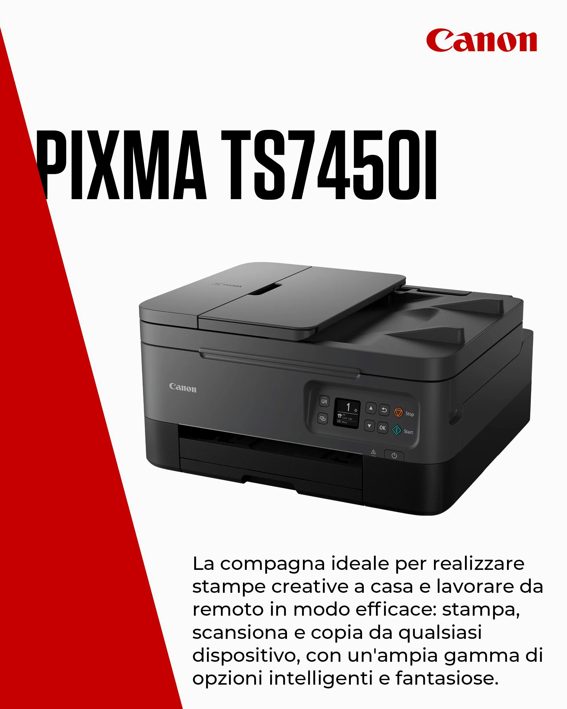 Canon PIXMA TS7450i Stampante Multifunzione Wireless - Stampa a Colori, ADF - Ideale per Casa e Ufficio