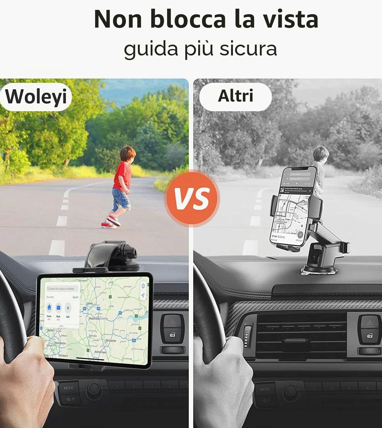 Oilcan Supporto da cruscotto per tablet da auto, con ventosa e braccio regolabile per iPad Mini Air Pro, iPhone, Samsung Tab, Lenovo, Huawei ecc. (4-12,9 pollici)