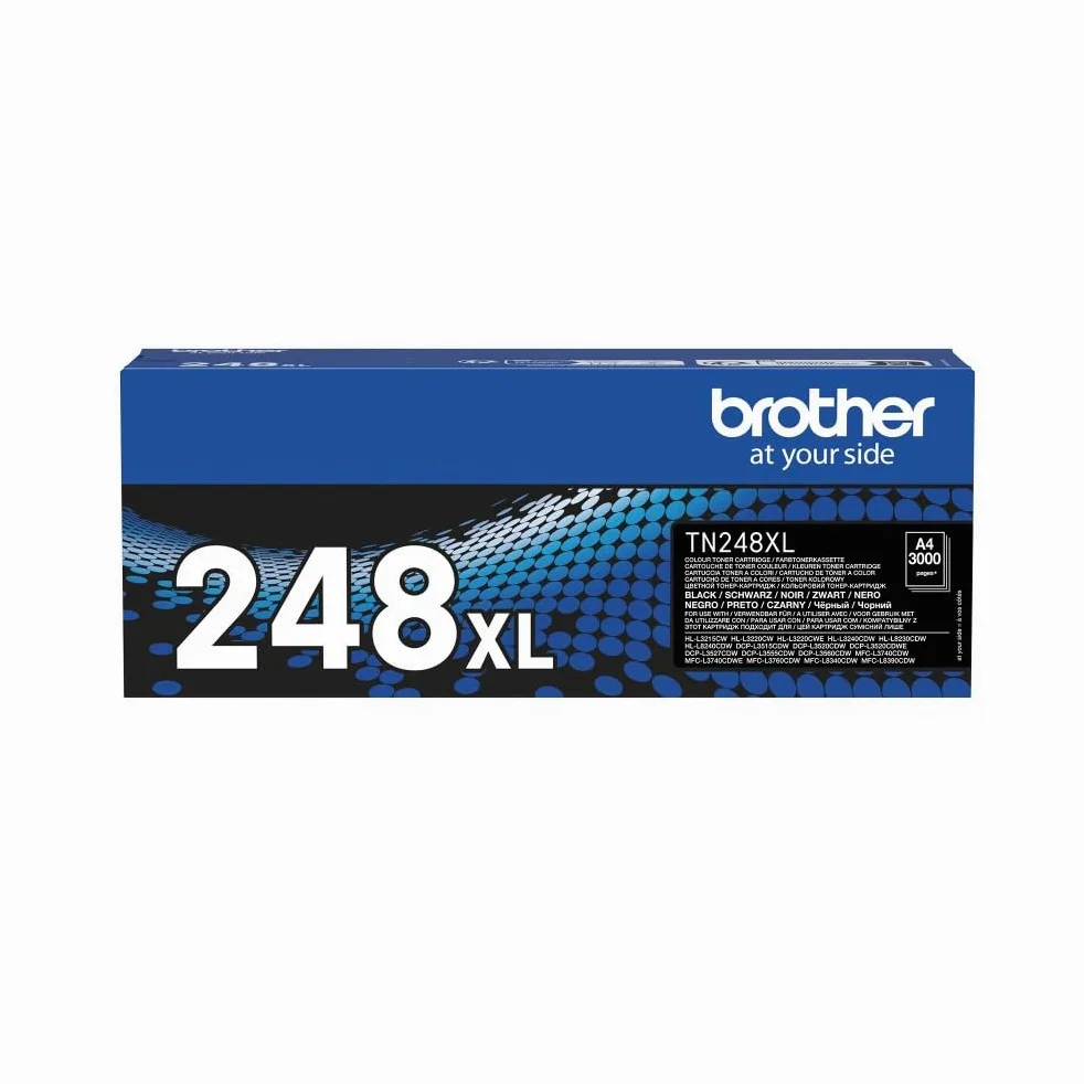 Brother TN248XLBK | Toner Originale | Alta capacità | 3000 pag | per Stampanti serie 3000 e 8000 | Colore Nero