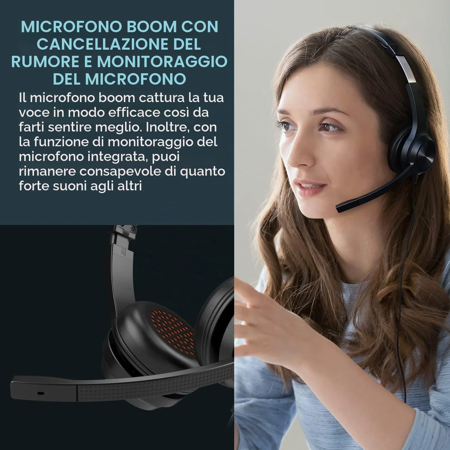 CREATIVE Cuffie on-ear Chat USB con microfono antirumore con SmartComms Kit, controllo della riproduzione e delle chiamate e pulsante di disattivazione microfono, per PC/Mac/console