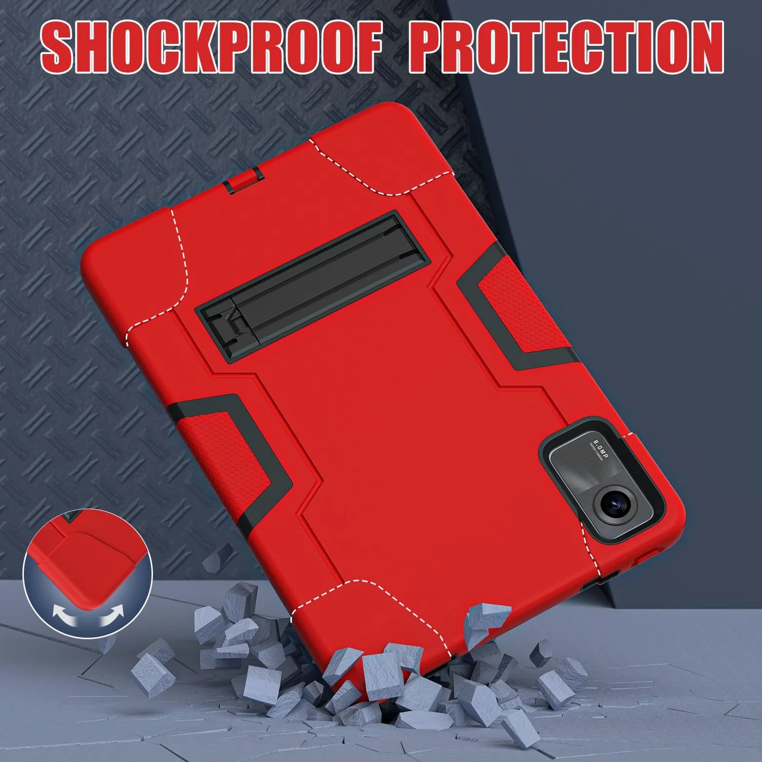 Custodia protettiva per tablet PC custodia protettiva compatibile con Xiaomi Redmi Pad SE 11 "(2023) custodia in silicone per tablet con cavalletto, guscio resistente antiurto robusta copertura