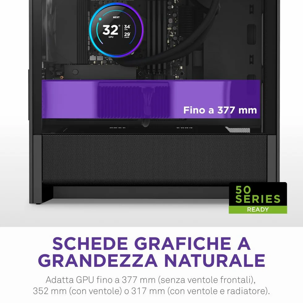 NZXT H3 Flow – Case PC Gaming Micro-ATX – Flusso d'aria ottimizzato – 1 ventola 120mm inclusa – GPU full-size – Radiatore 280mm frontale, 240mm superiore – Scheda madre con conn. posteriore – Nero