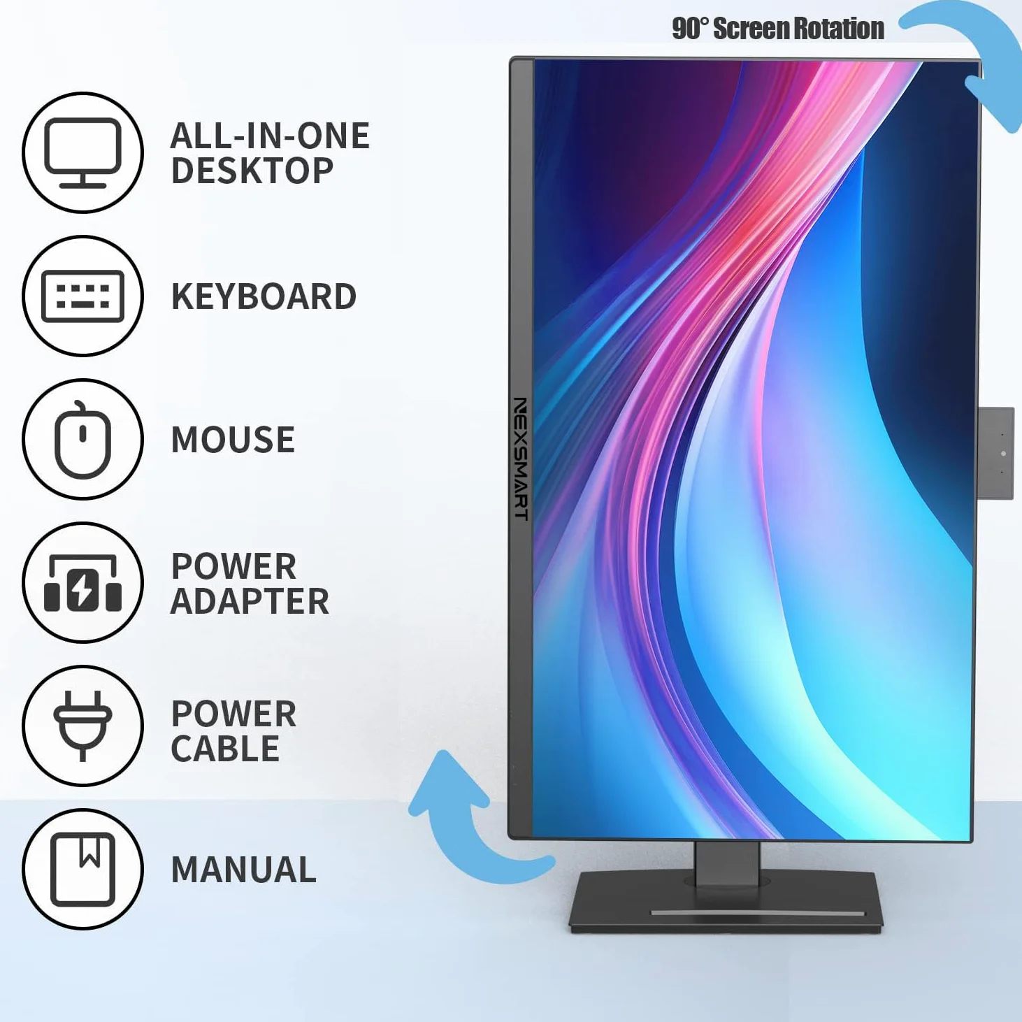DREAMFYRE Computer All-in-One 27 Pollici Core i7 (fino a 3.20 GHz), All-in-One PC Schermo Rotante 512 GB SSD 16 GB RAM con Webcam Frontale, Supporta Wi-Fi Doppia Banda 2.4G/5.2G Bluetooth 4.2, Nero