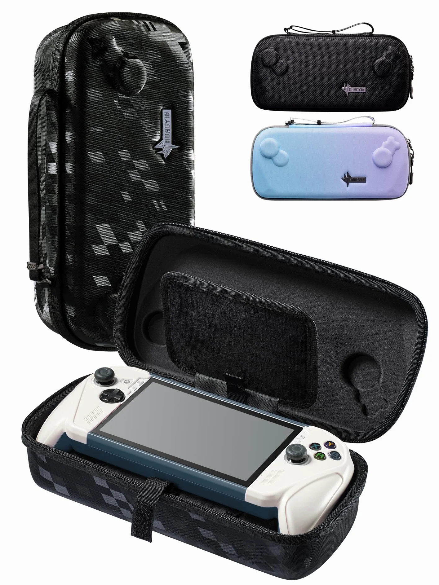 UYIYE Custodia da trasporto per Xbox Ally/Xbox Ally X (2025) a due piani, guscio rigido protettivo, borsa da viaggio portatile a doppio strato adatta per adattatore, cavo e accessori nero grigio