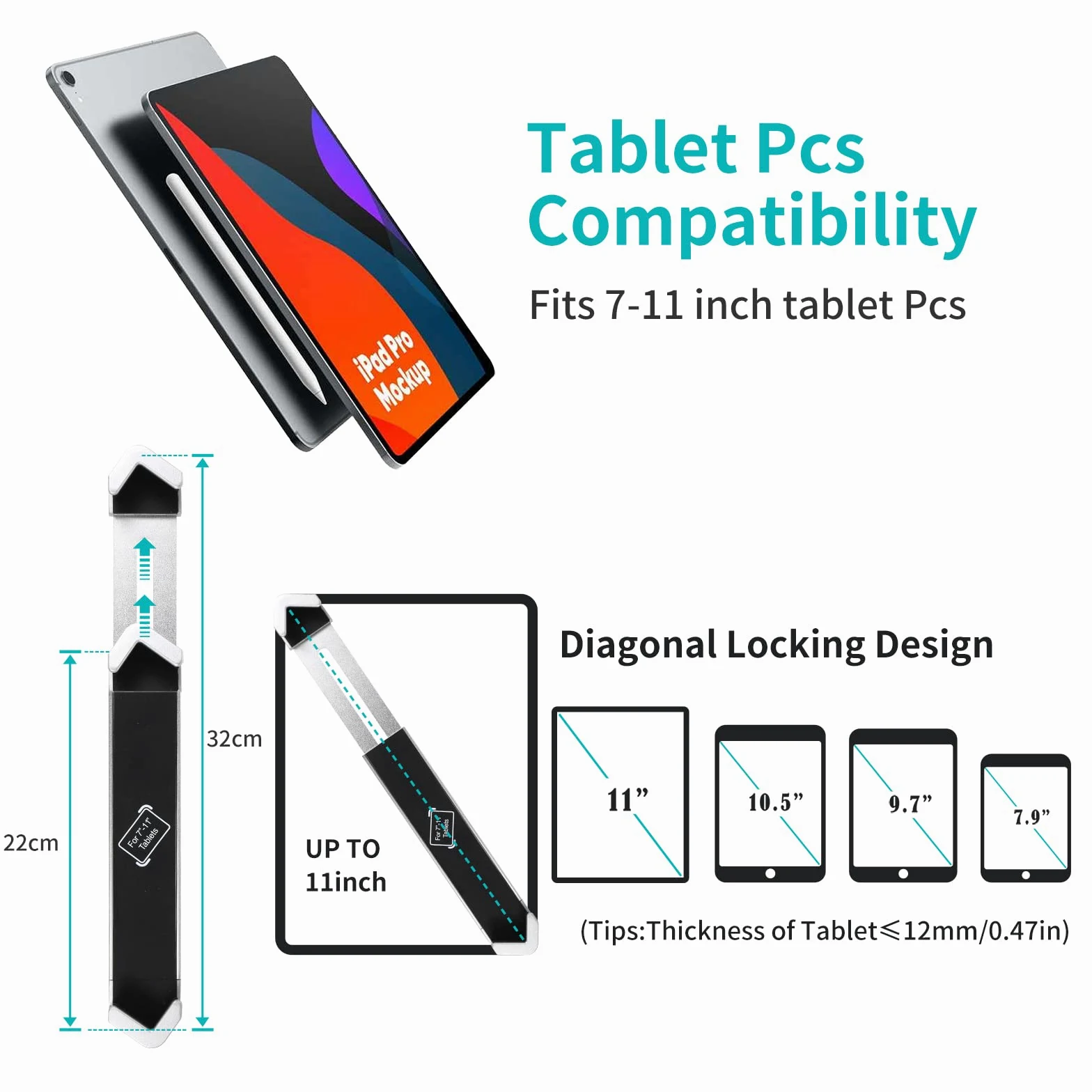 GDZN Supporto Tablet Antifurto Tavolo - Supporto iPad Sicurezza Antitaccheggio con Serratura e Chiave per Scrivania, Chiosco, Negozio/POS, Reception, Compatibile con iPad Pro, Samsung Tab, da 7-11"