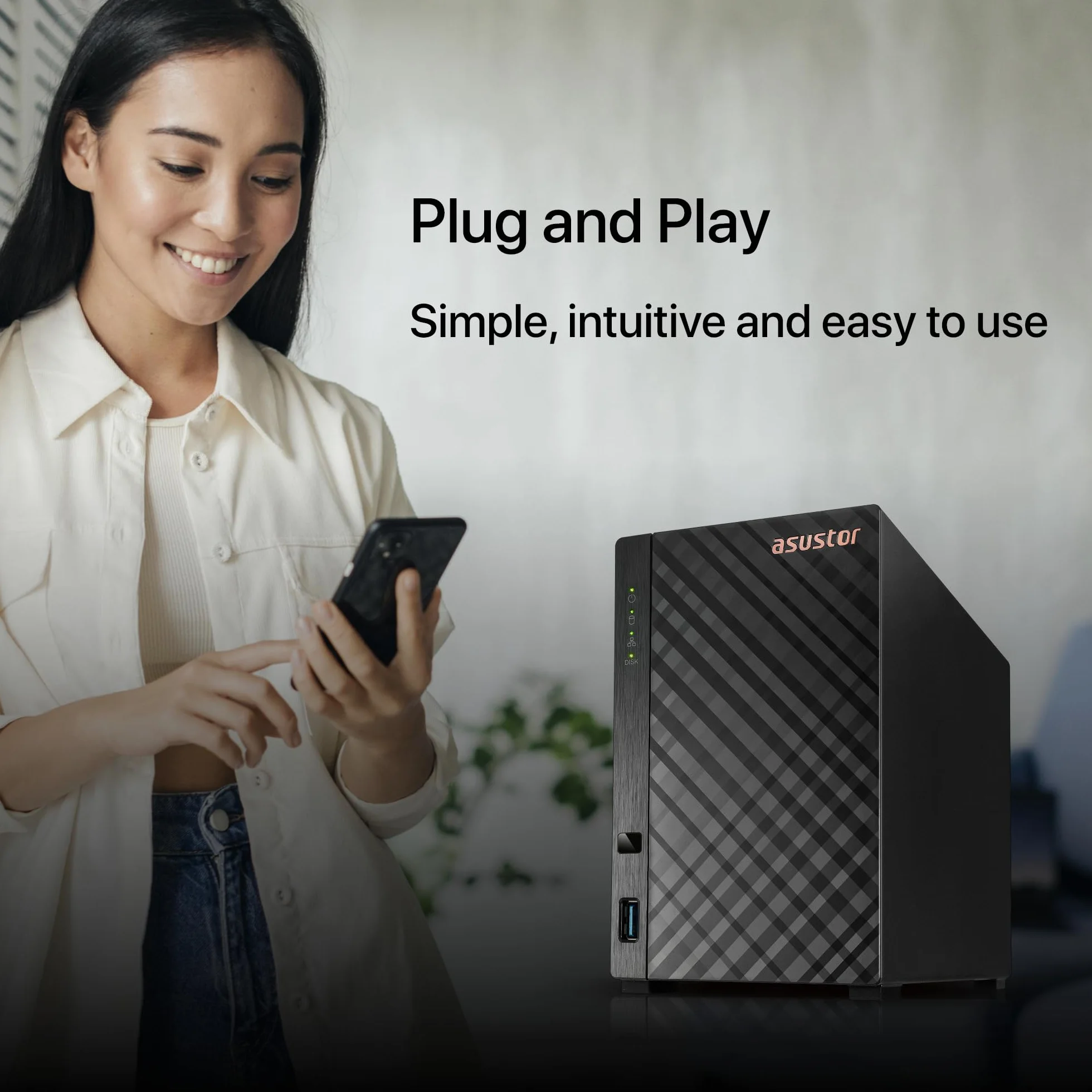 Asustor Drivestor 2 Gen 2 AS1202T, 2 Bay NAS, Quad-Core 1.7GHz CPU, 2.5GbE Port, 1GB DDR4, 3 USB 3.0, Network Attached Storage (Senza dischi)