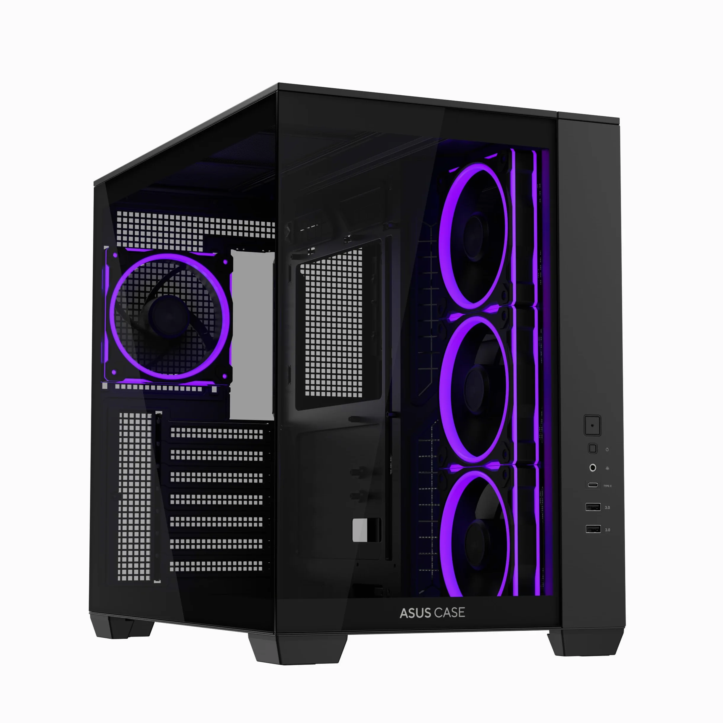 ASUS A32 PLUS TG ARGB BLACK Case ATX a Doppia Camera, Supporta Radiatori da 360 mm e Schede Grafiche da 420 mm, 4 Ventole ARGB Preinstallate, Gestione Pulita dei Cavi, Design Panoramico, Nero