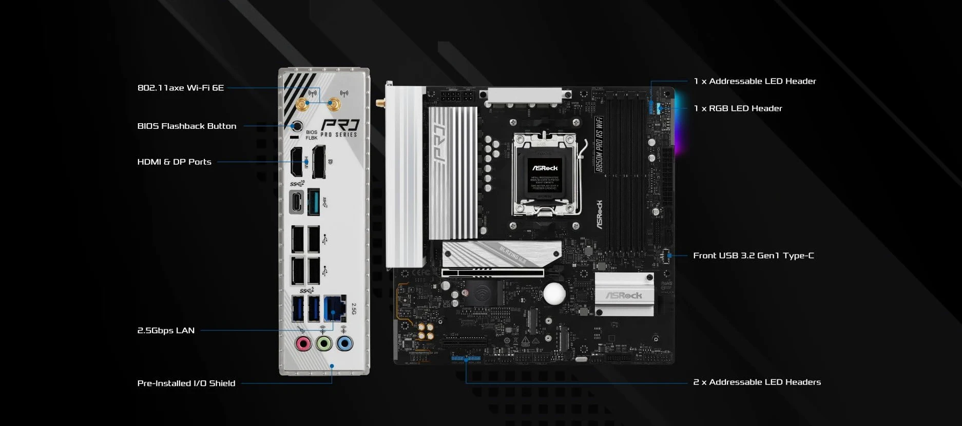 MB ASRock AMD AM5 B850M Pro RS WiFi