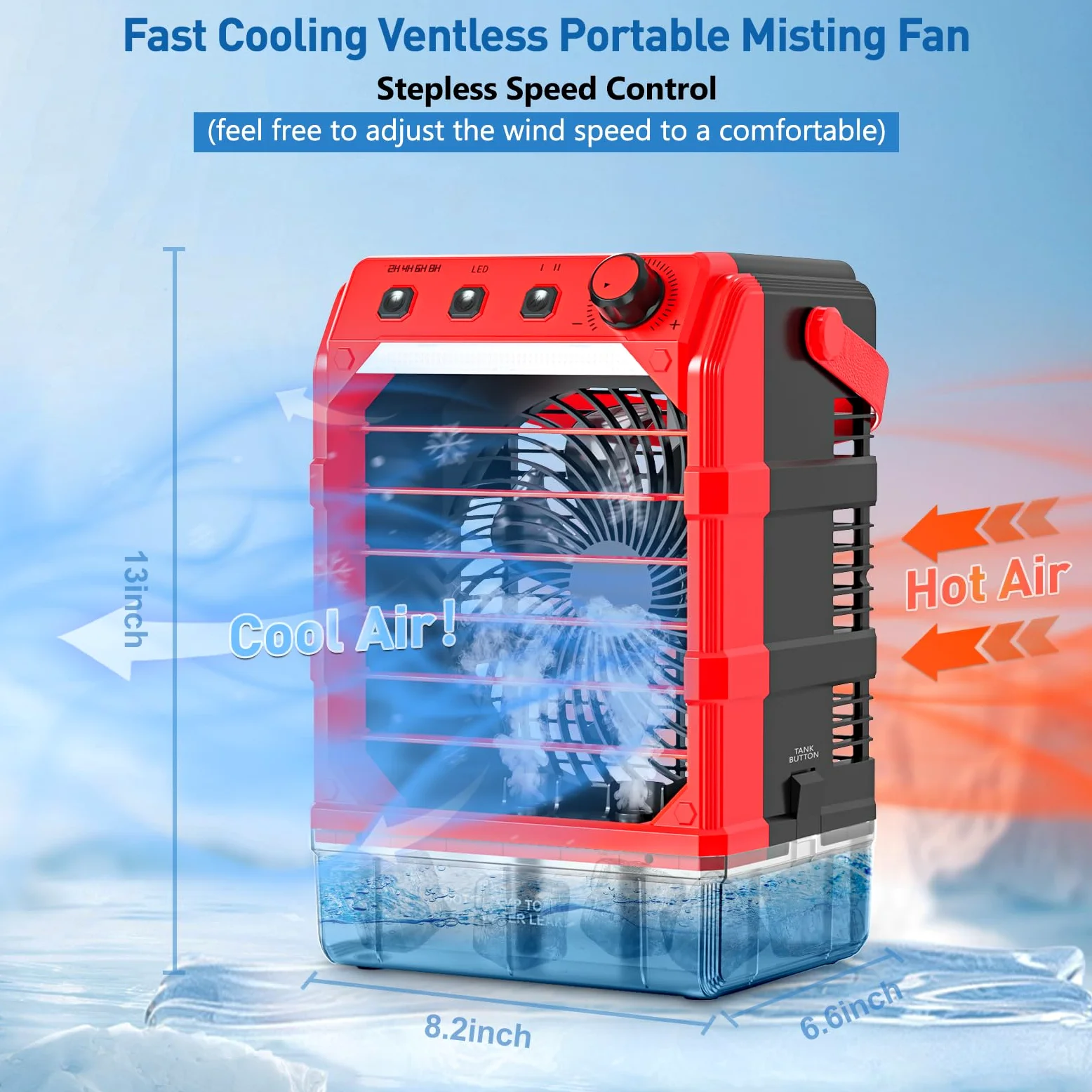 Ventilatore nebulizzatore portatile compatibile per batteria milwaukee da 18 V (senza batteria) o alimentato tramite USB, ventola di raffreddamento per camera da letto con 7 luci, timer 8H, serbatoio