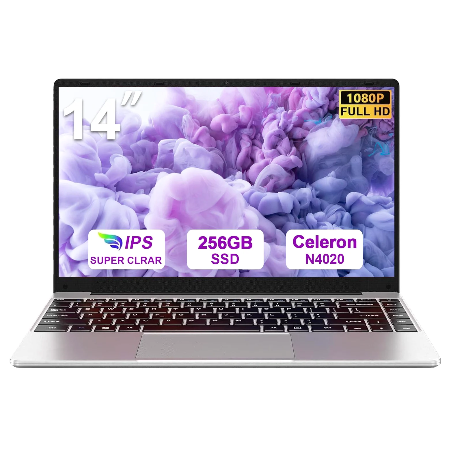 2026 PC Portatile 14 Pollici Laptop Win 11 256 GB ROM N4020 2.4G+5G-Argento | WiFi upto 2.8 GHz Supporta l'espansione SSD 1TB 4.2 USB HDMI Tastiera Italiana Membrana Mouse Senza Fili